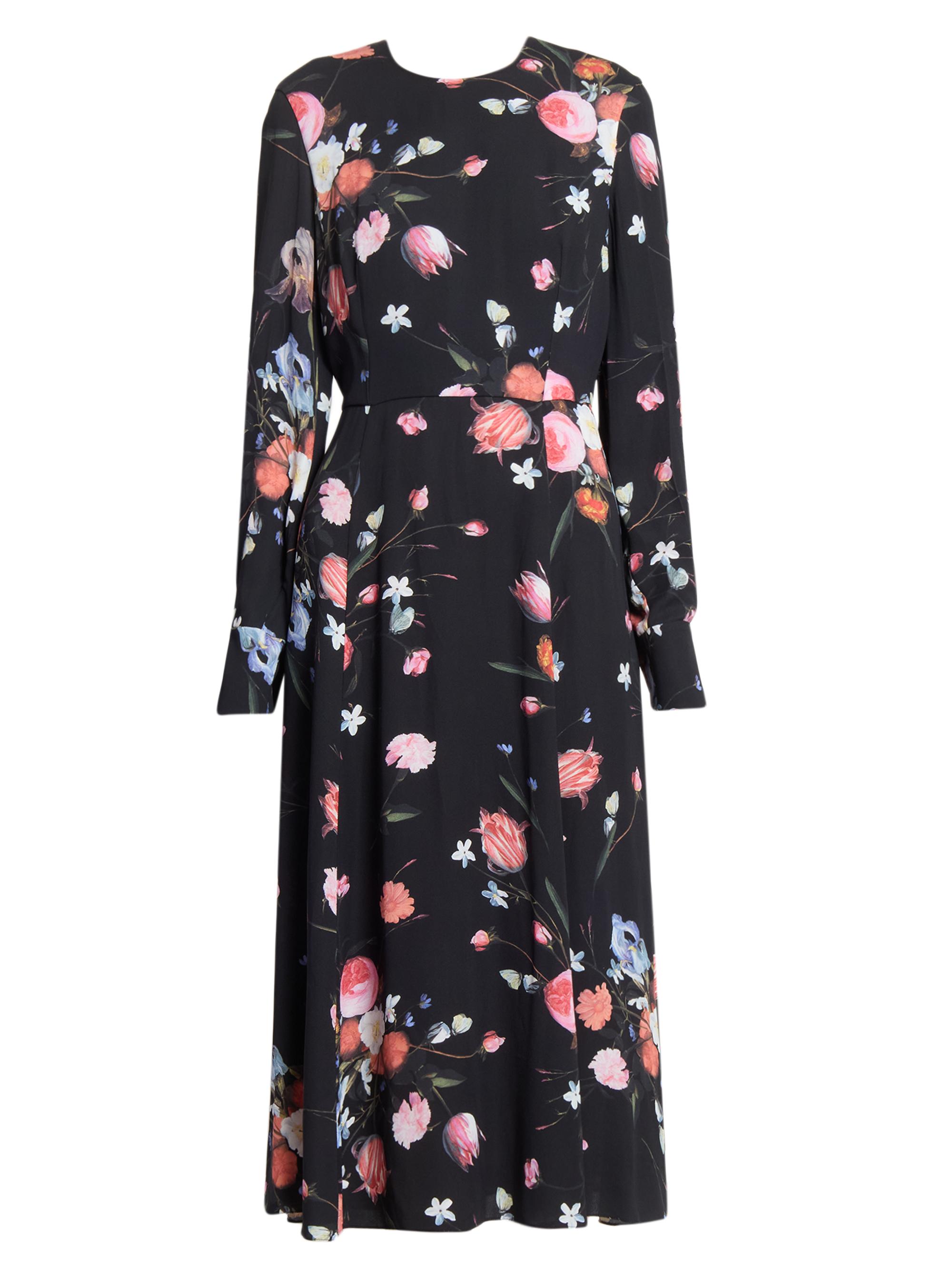 Erdem Women's Dutch Flower Midi-Dress - Dutch Flower Painting Black