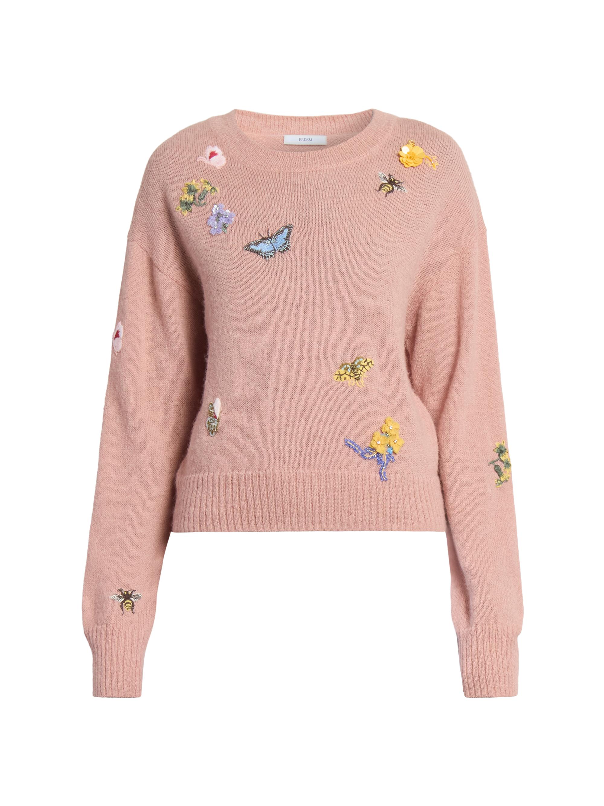 Erdem Women's Garden Embroidered Sweater - Rose