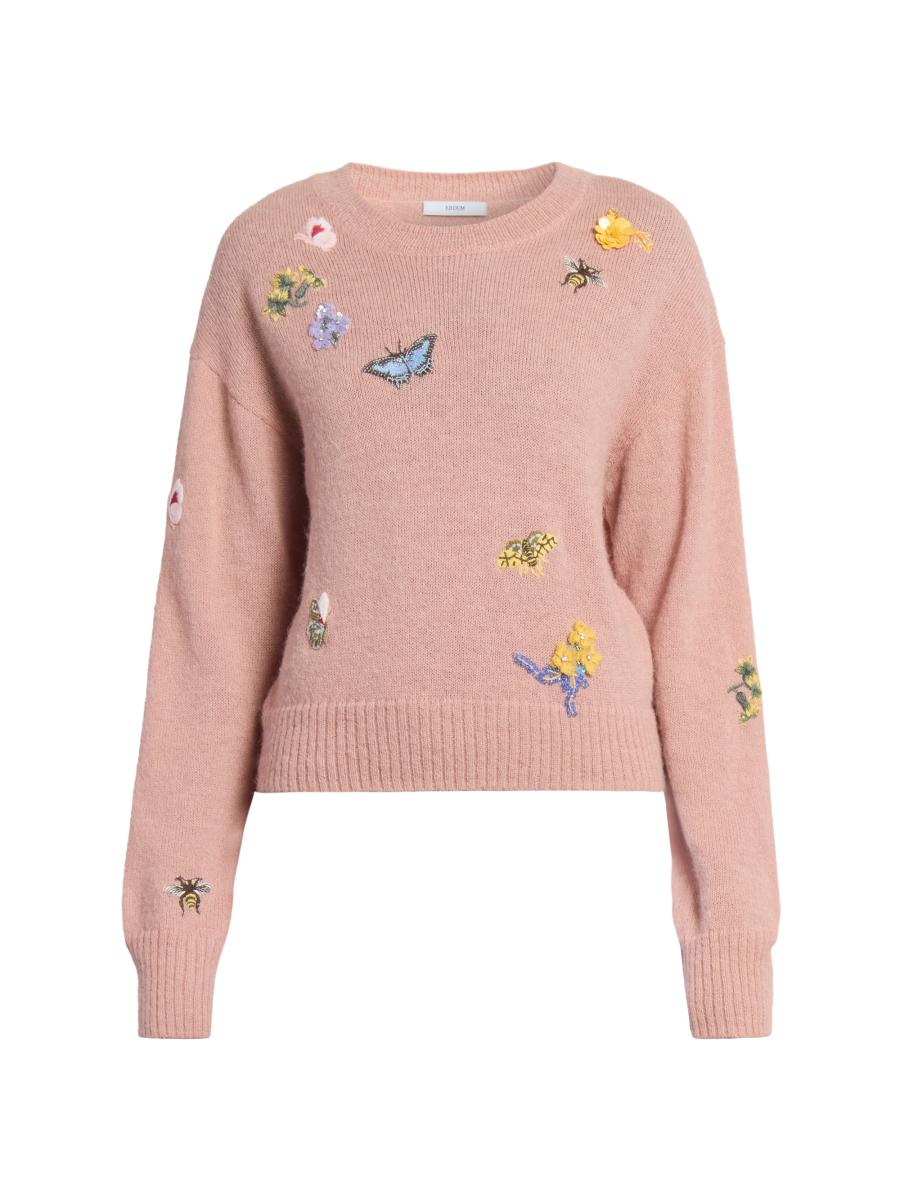 Erdem Women's Garden Embroidered Sweater In Pink