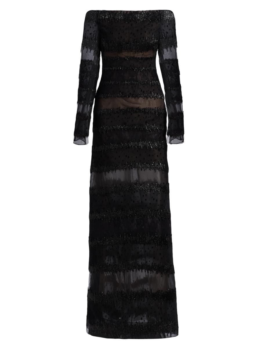 Atelier Prabal Gurung Women's Karolina Metallic Tulle Off-shoulder Gown In Black