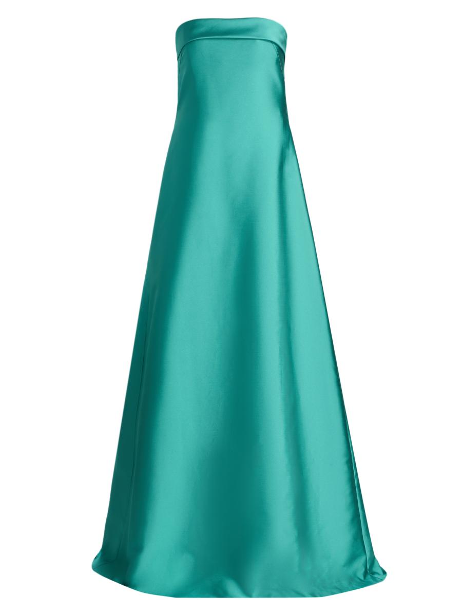 Atelier Prabal Gurung Women's Claudia Bow-back Strapless Satin Gown In Blue