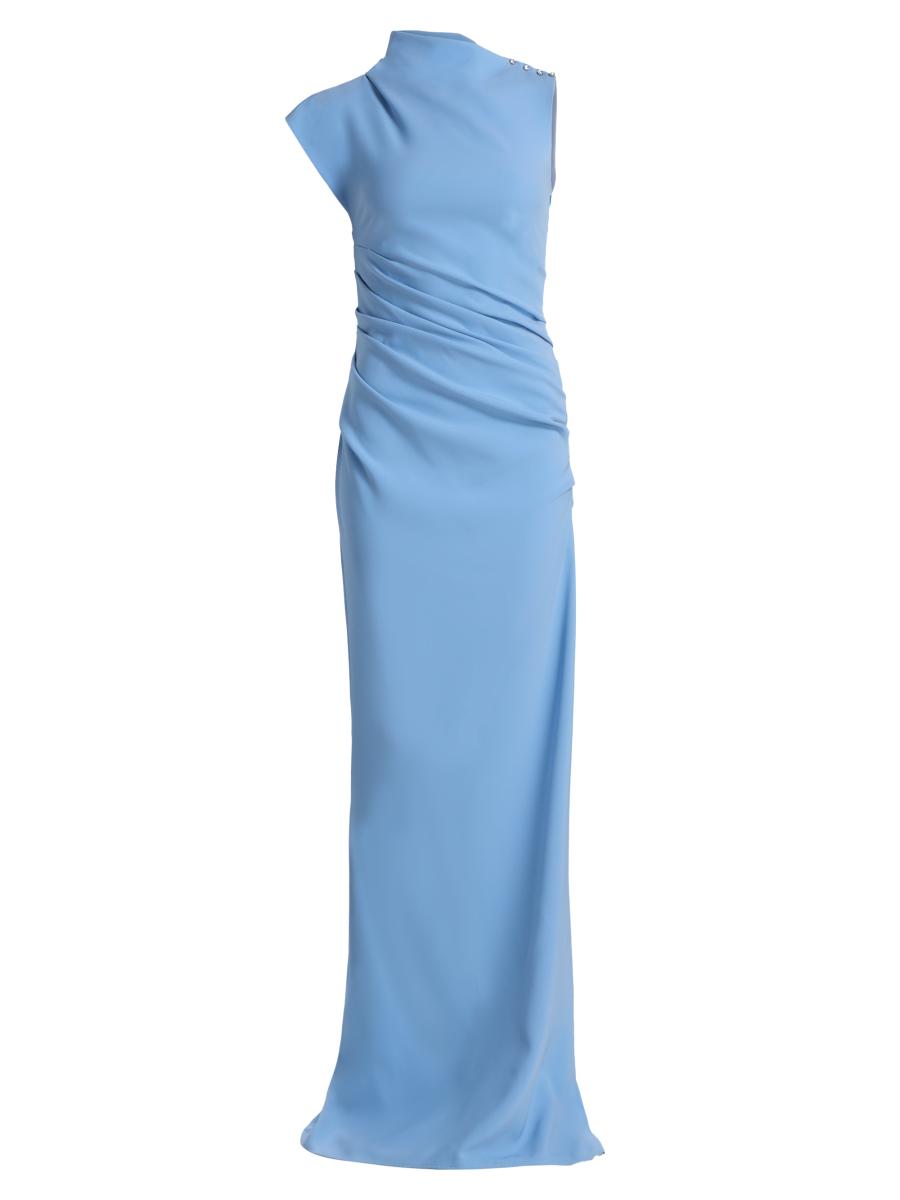 Atelier Prabal Gurung Women's Ashley Bias Draped Fitted Gown In Blue