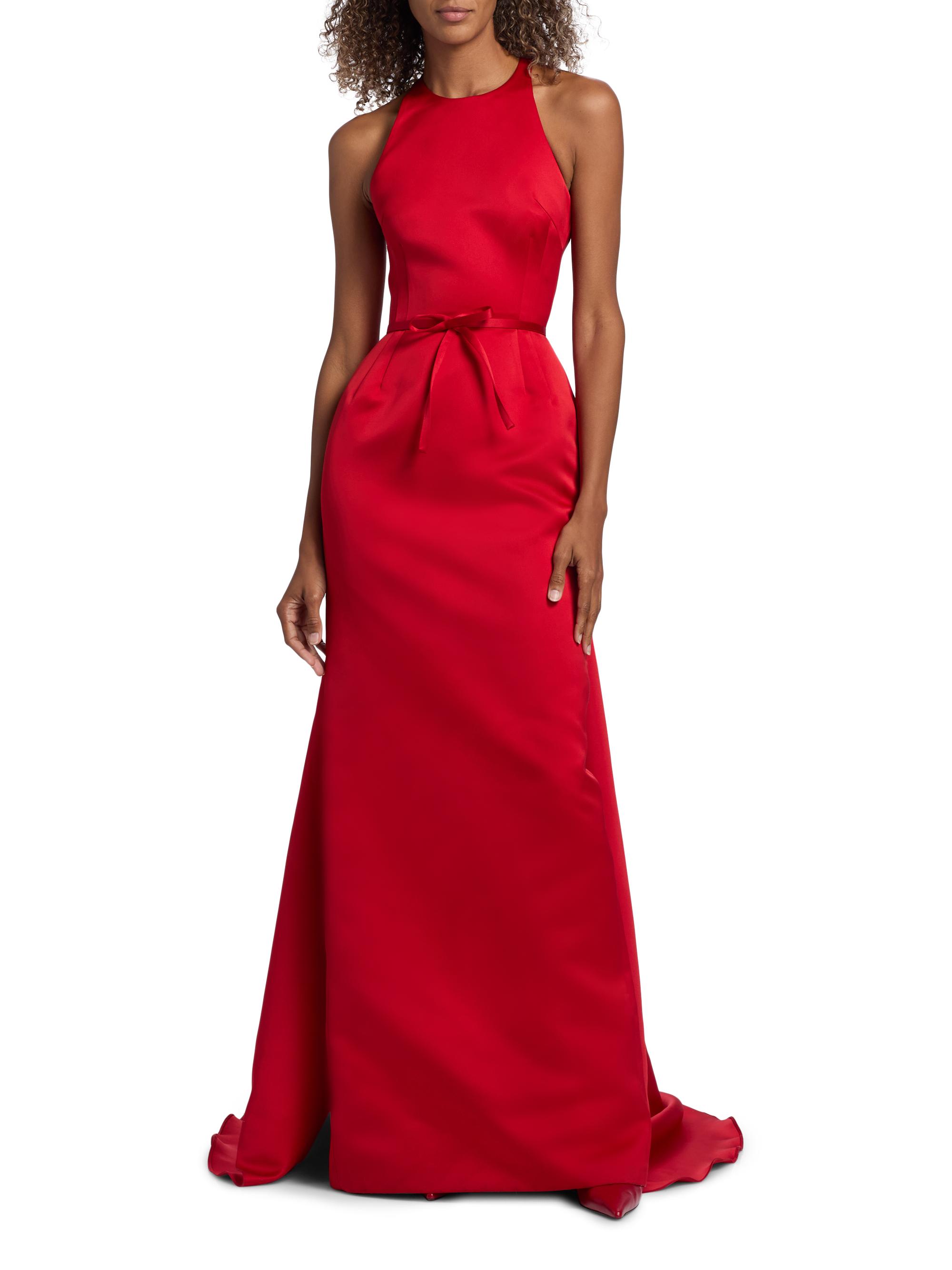 Atelier Prabal Gurung Women's Caroline Sleeveless Satin Gown - Red - Size 8