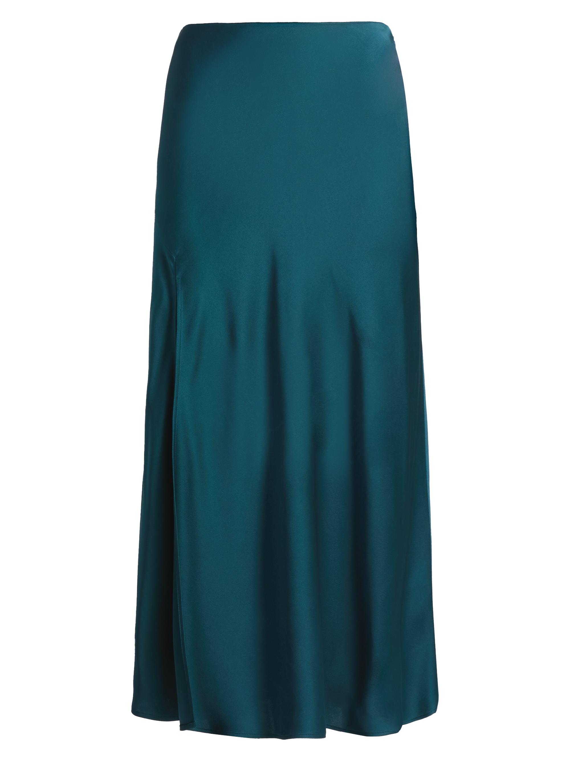LaPointe Women's Bias-Cut Satin Midi-Skirt - Dark Teal