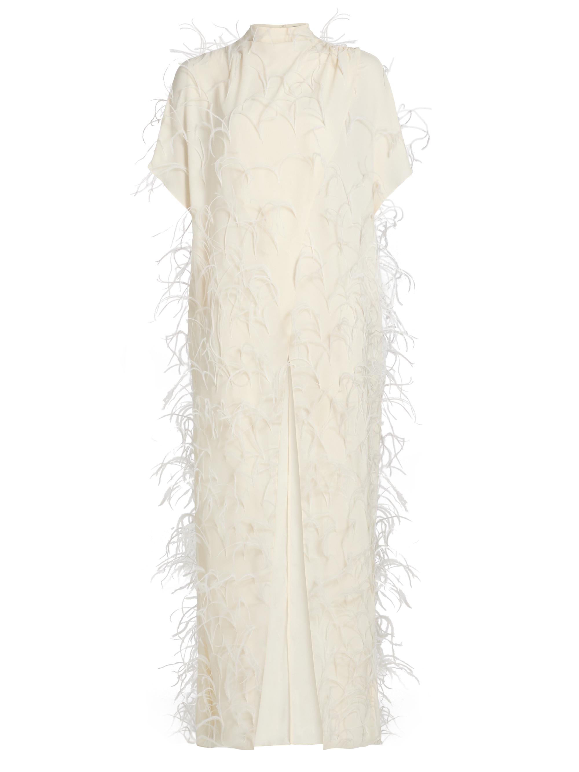LaPointe Women's Feathered Georgette Maxi Top - Cream