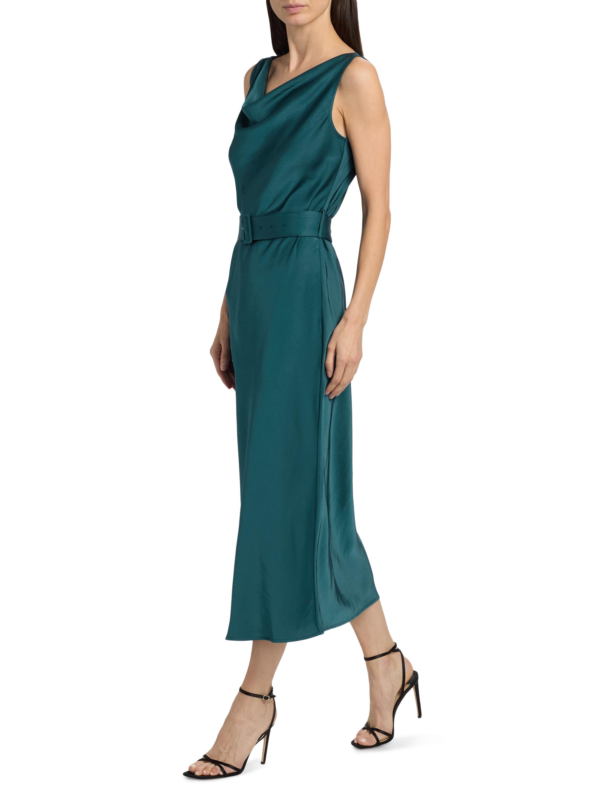 knee length dresses for ladies Magenta Satin Belted Waist Maternity Midi Dress – PinkBlush main image 1