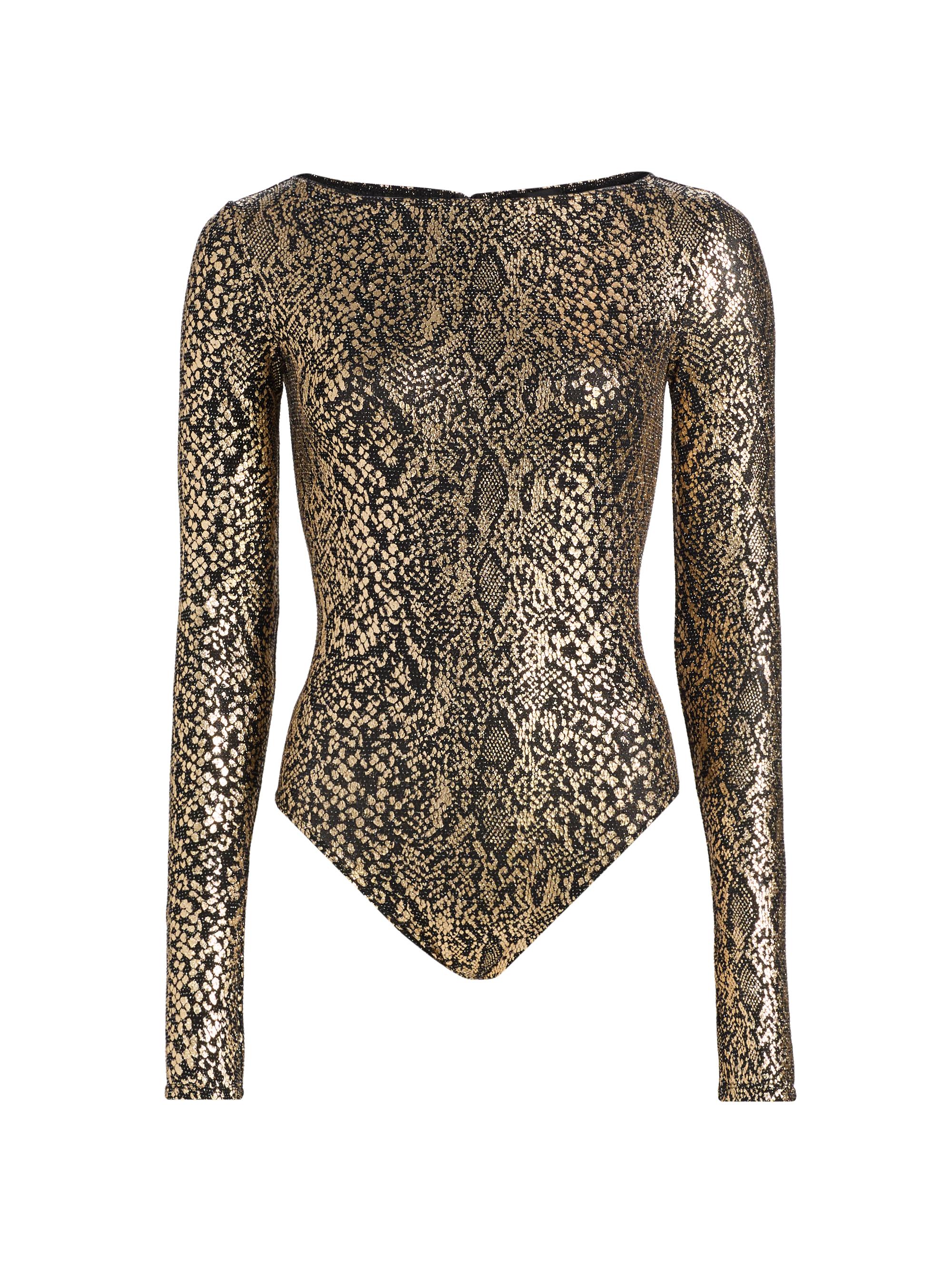 LaPointe Women's Boatneck Snake-Print Bodysuit - Pale Gold