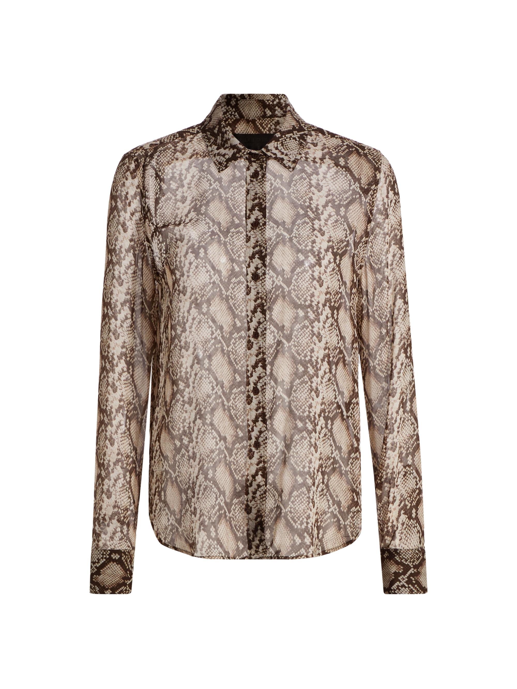 Gaia Snakeskin-Print Silk Shirt