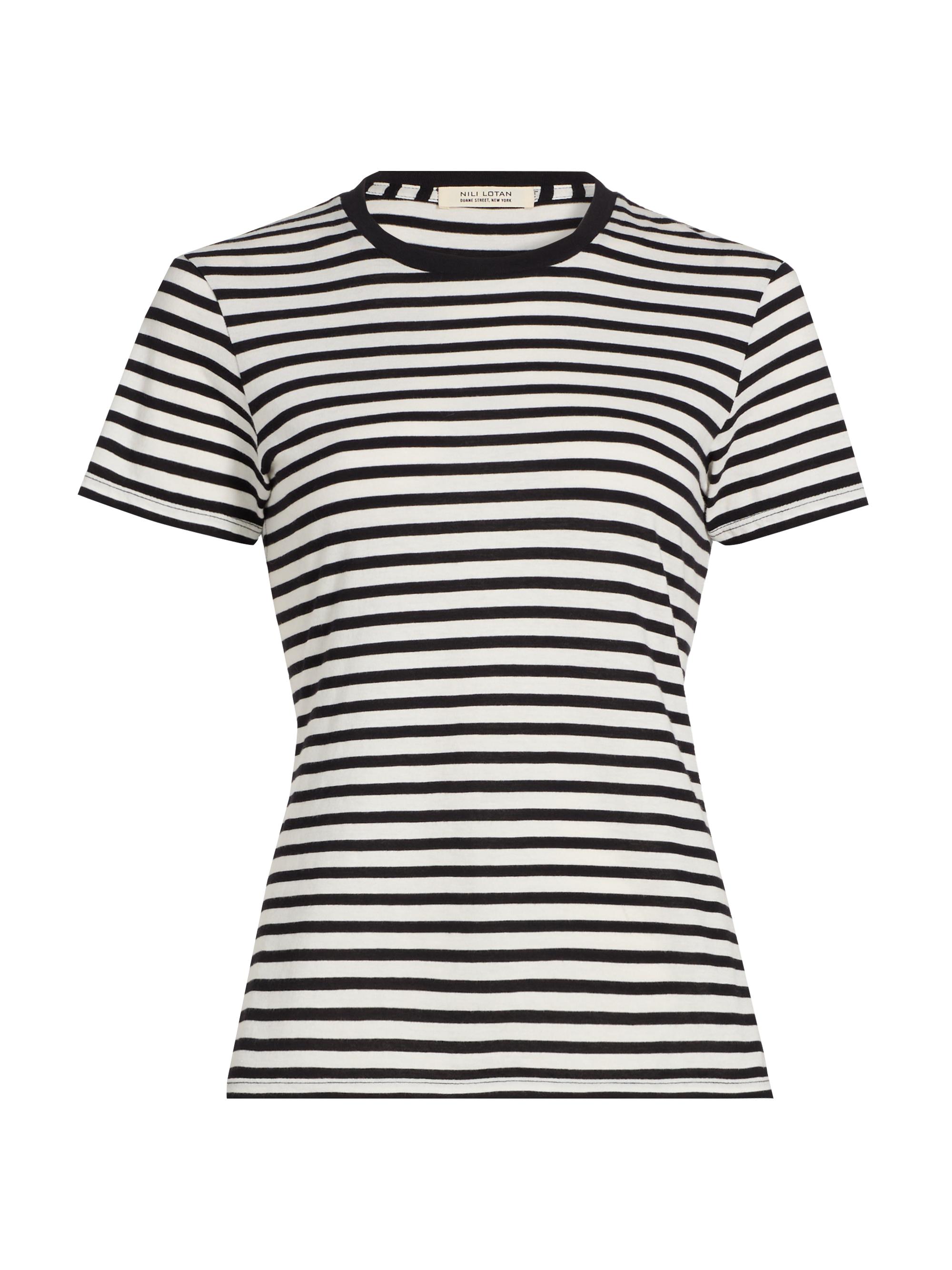 Nili Lotan Women's Lana Crewneck T-Shirt - Black  Stripe