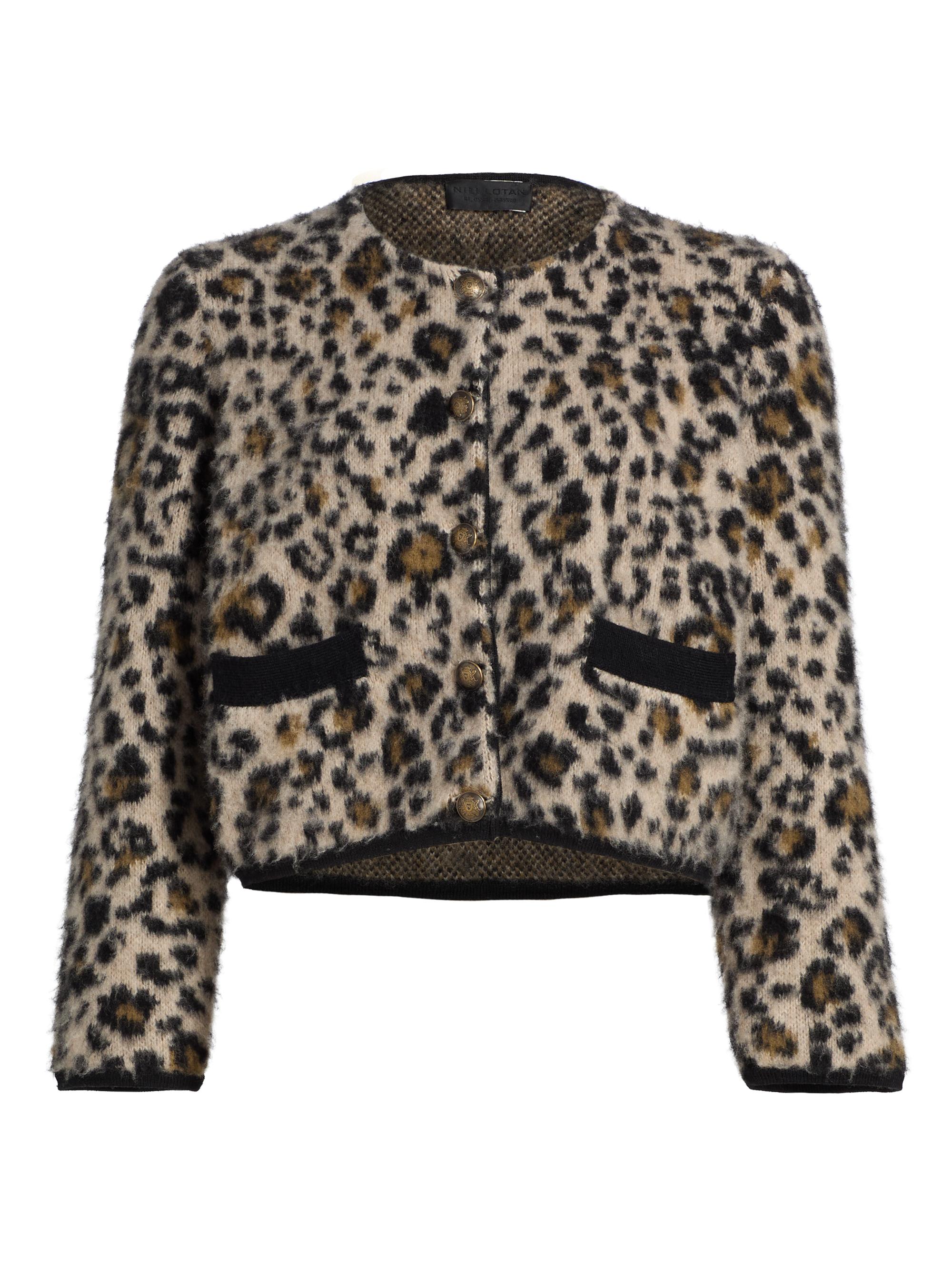 Nili Lotan Women's Beyton Leopard Cashmere-Silk Cardigan - Jute Leopard
