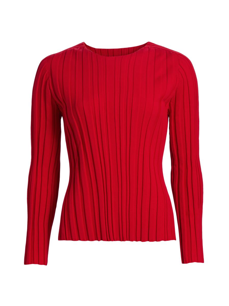 Pleats Please Issey Miyake Rib-Knit Crewneck Top | Saks Fifth Avenue