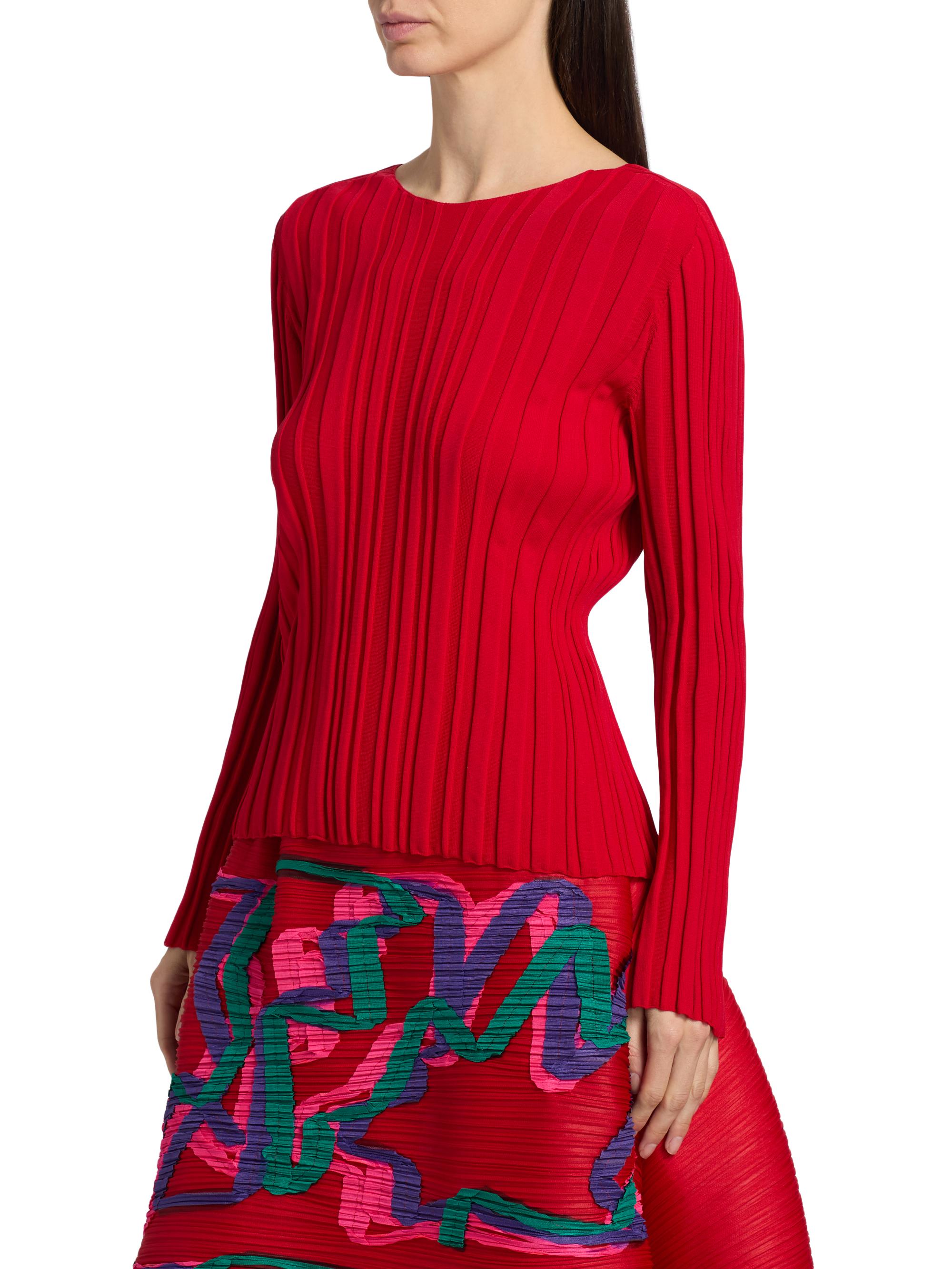 Pleats Please Issey Miyake Rib-Knit Crewneck Top | Saks Fifth Avenue