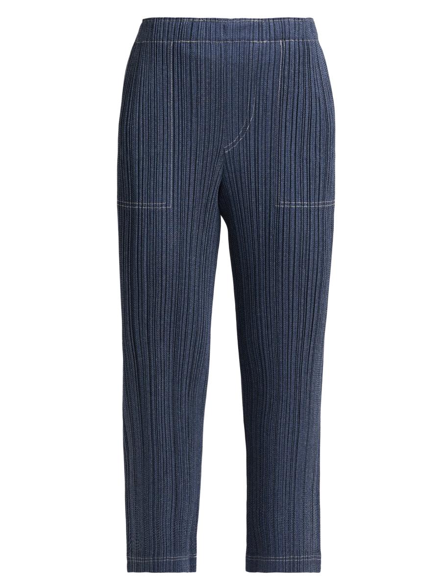 Pleats Please Issey Miyake Denim Trompe L'Oeil Pants | Saks Fifth