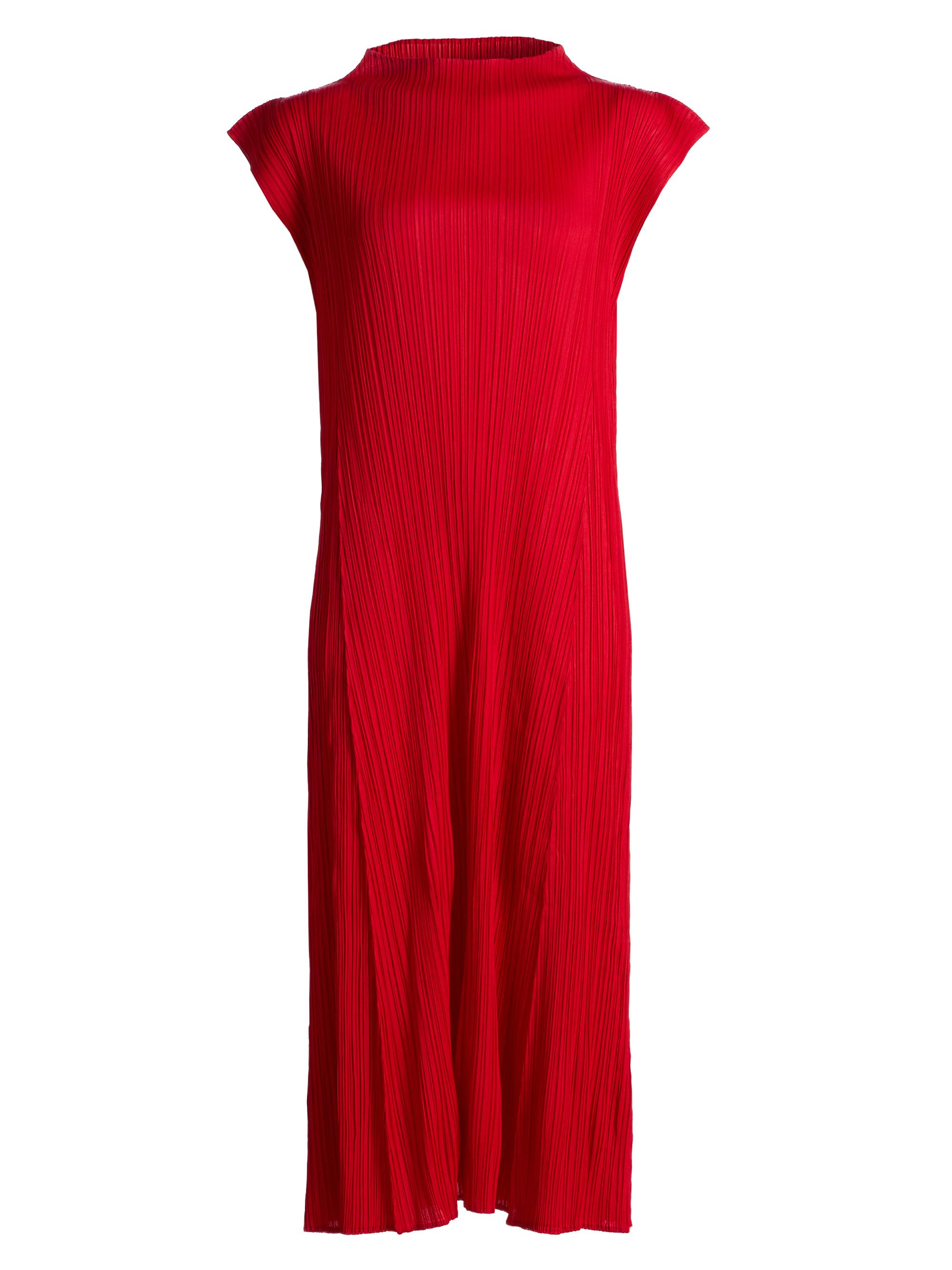 Pleats Please Issey Miyake Leap Pleated Asymmetric Midi-Dress