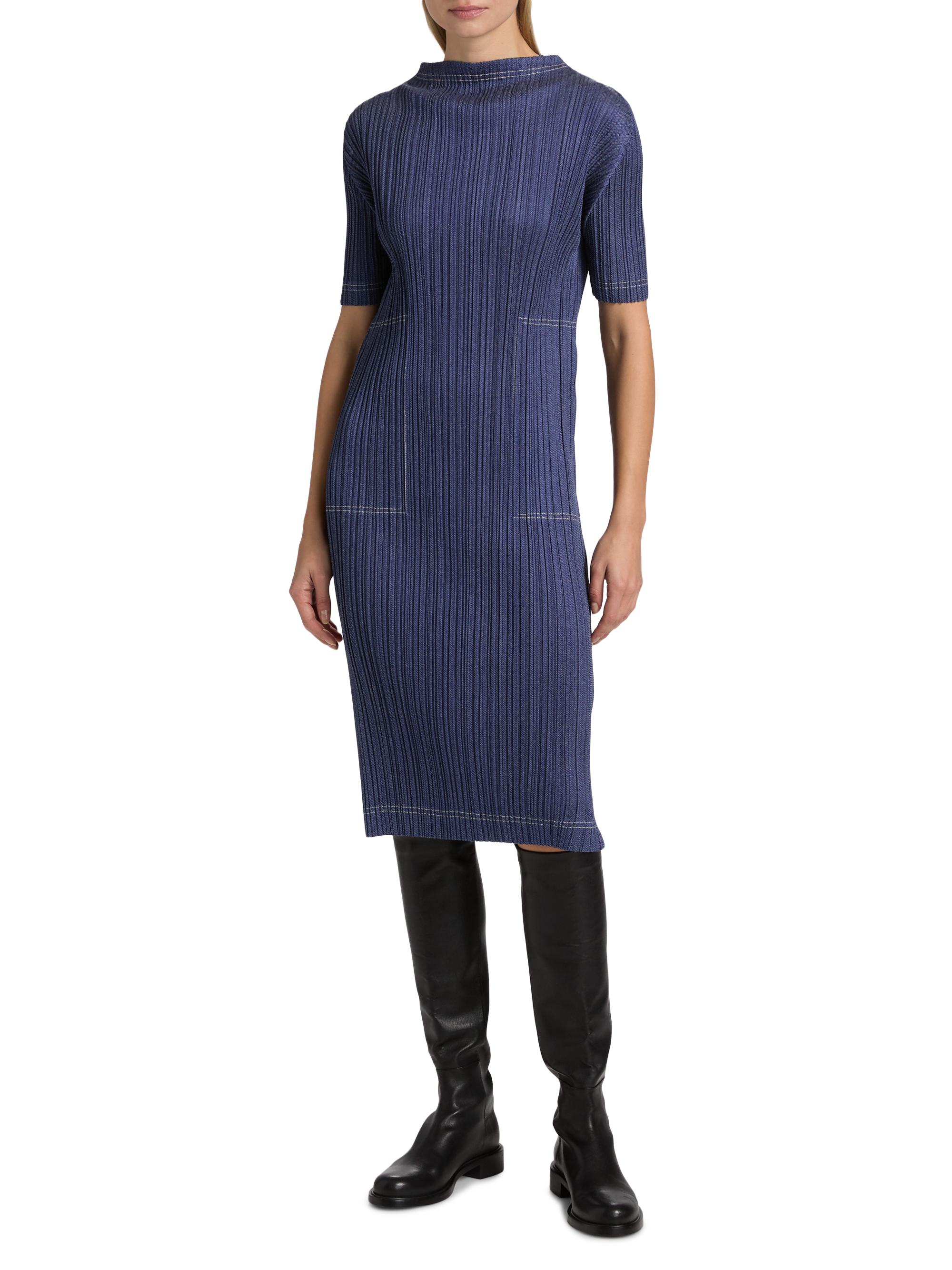Pleats Please Issey Miyake Denim Trompe L'Oeil Midi-Dress | Saks