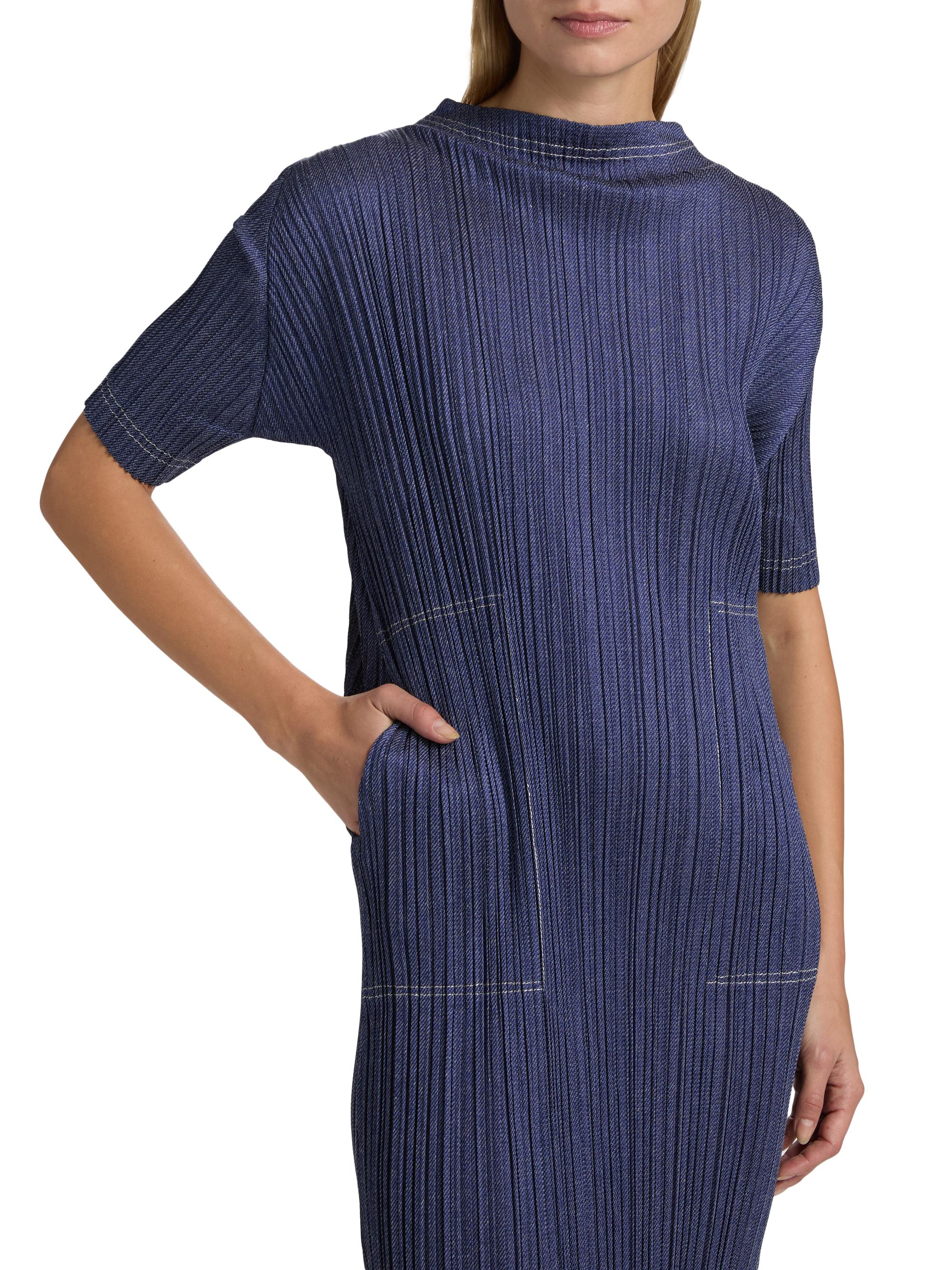 Pleats Please Issey Miyake Denim Trompe L'Oeil Midi-Dress | Saks