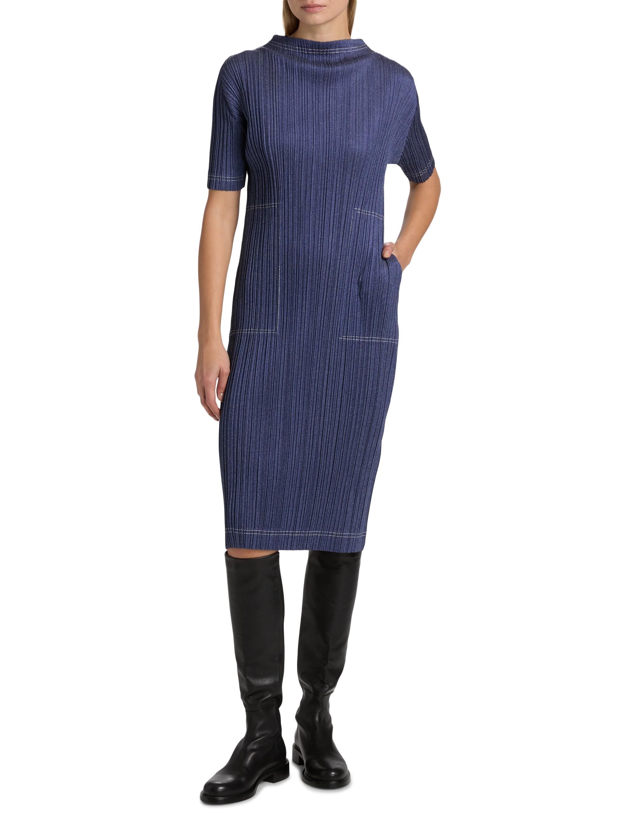 ISSEY MIYAKE PLEATS PLEASE デニム調 チュニック L Pleats Please Issey Miyake Denim Trompe L'Oeil Midi-Dress | Saks