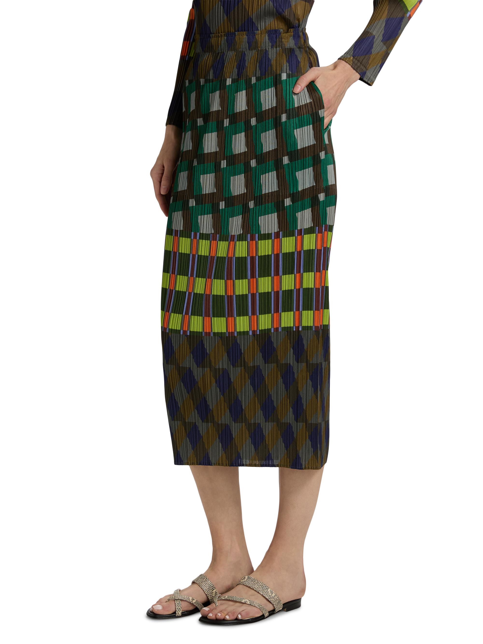 Pleats Please Issey Miyake Harmony Patterned Pleated Midi-Skirt