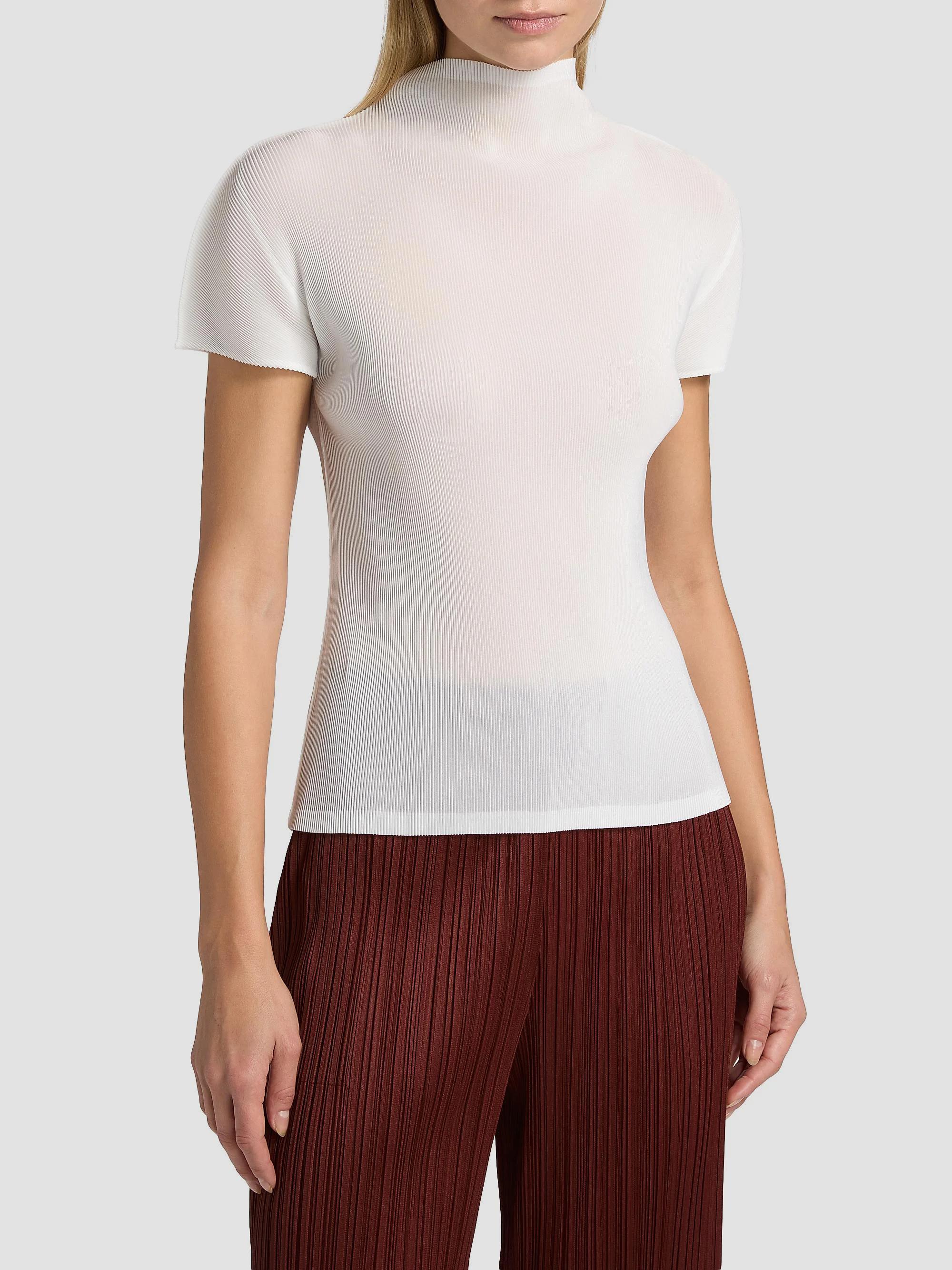 PLEATS PLEASE ミスト　白 Pleats Please Issey Miyake Mist Basics Ribbed Top | Saks Fifth Avenue