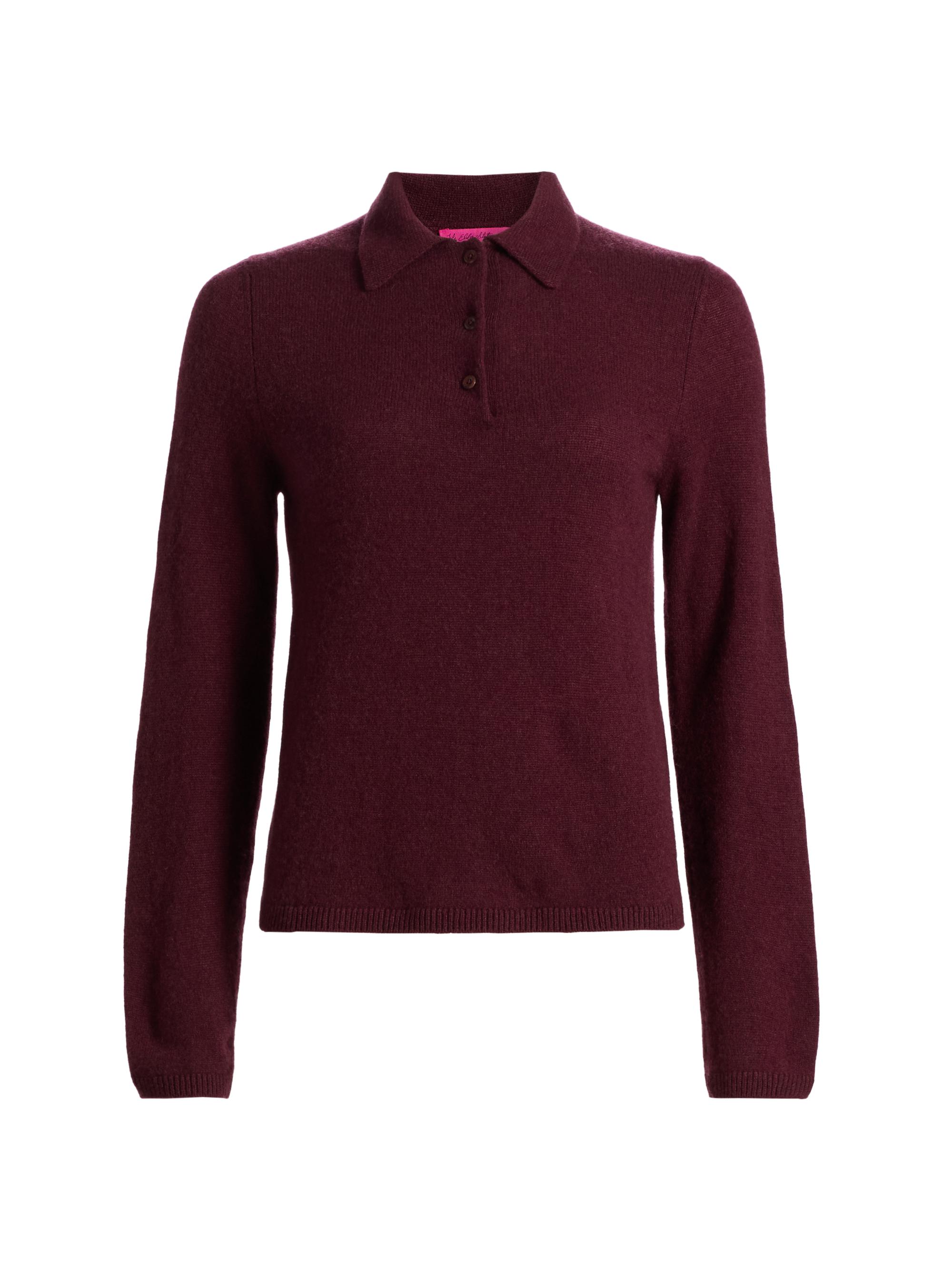 The Elder Statesman Women's Laurel Cashmere Polo Shirt - Bordeaux