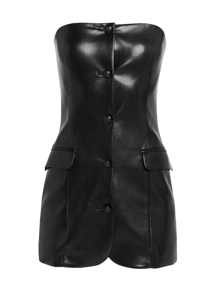 ALICE + OLIVIA Madison Strapless Vegan Leather Minidress | Saks