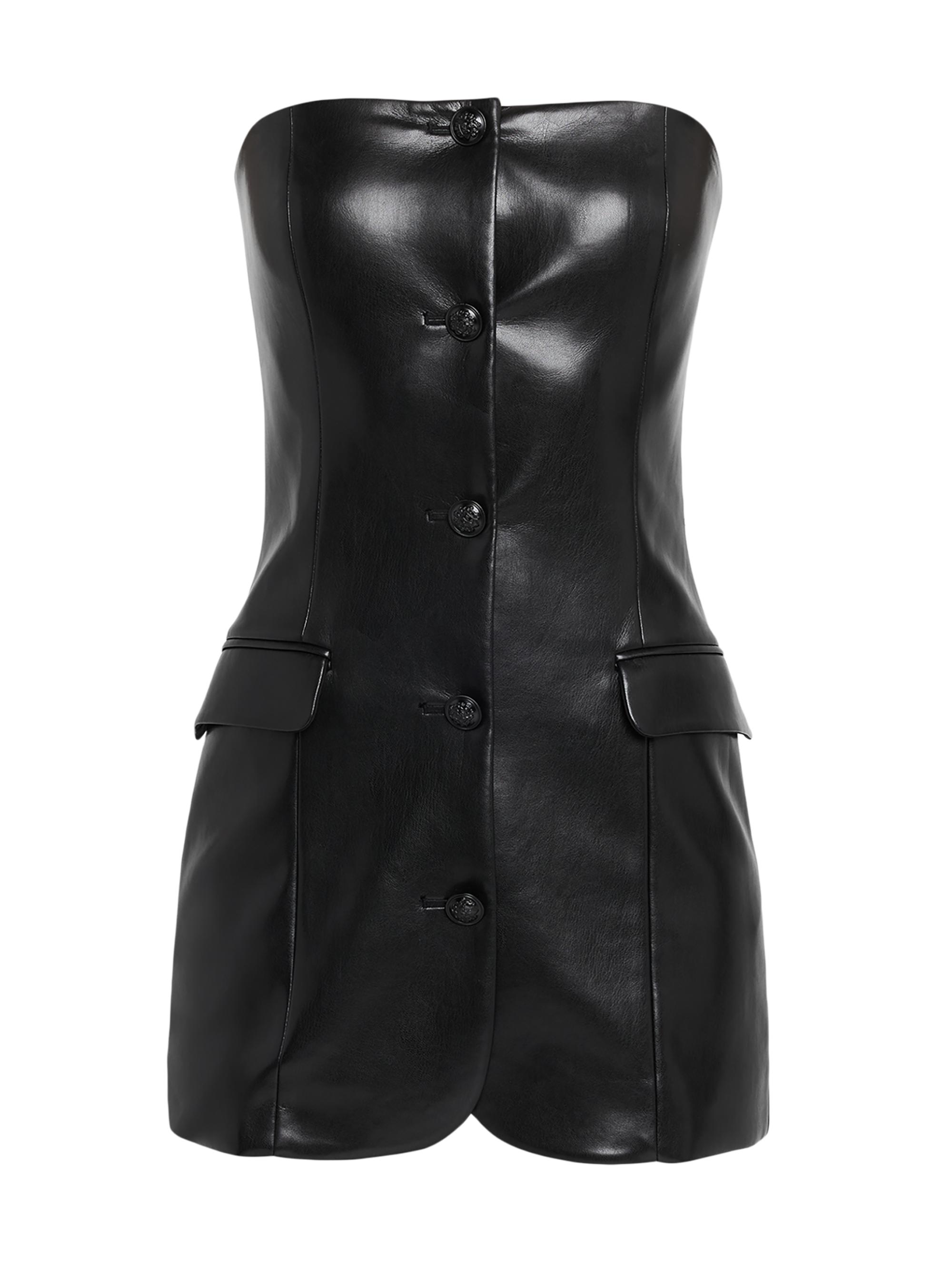 ALICE + OLIVIA Madison Strapless Vegan Leather Minidress | Saks