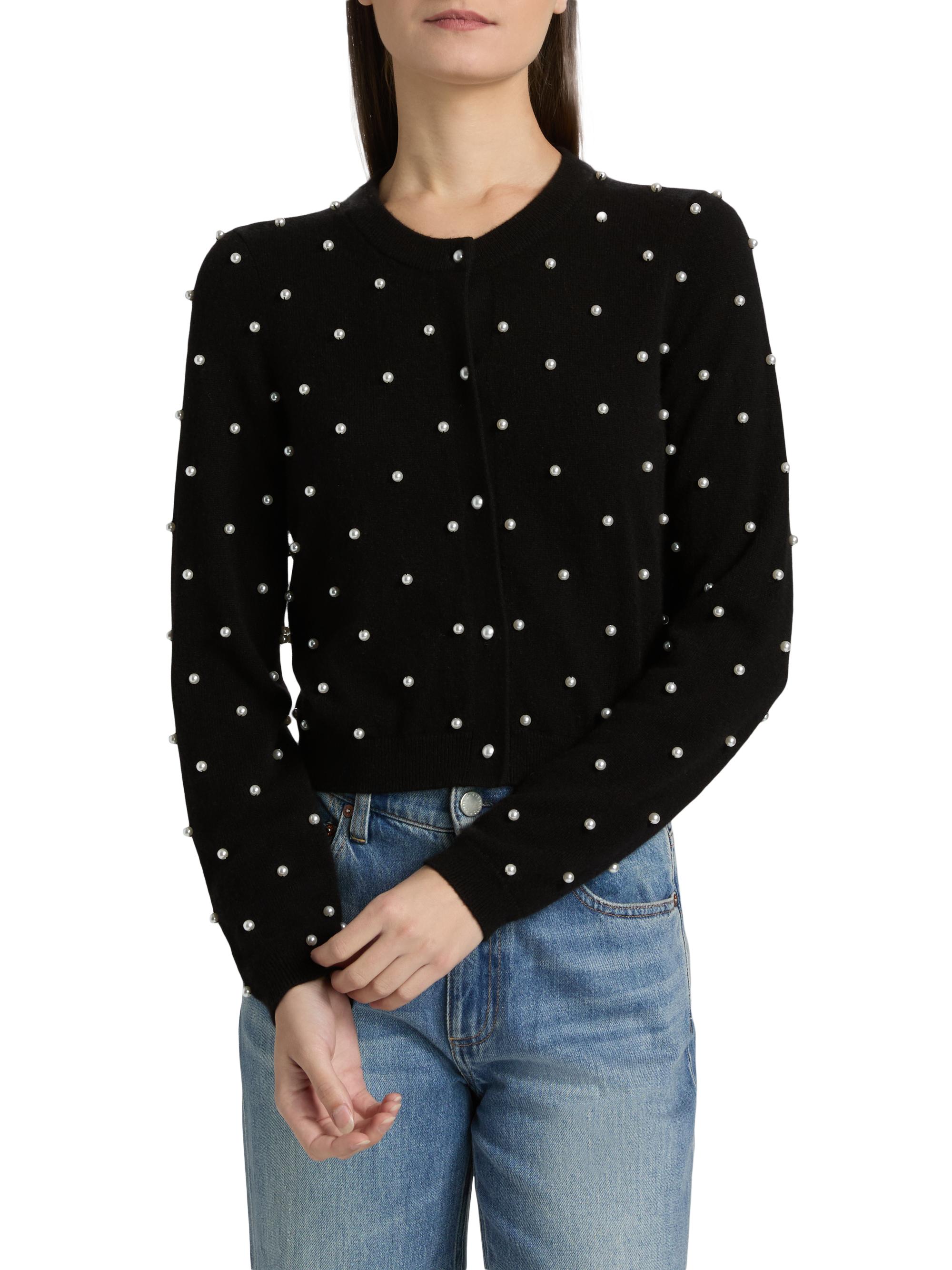 Alice + Olivia Dollie Embellished Cardigan in Black