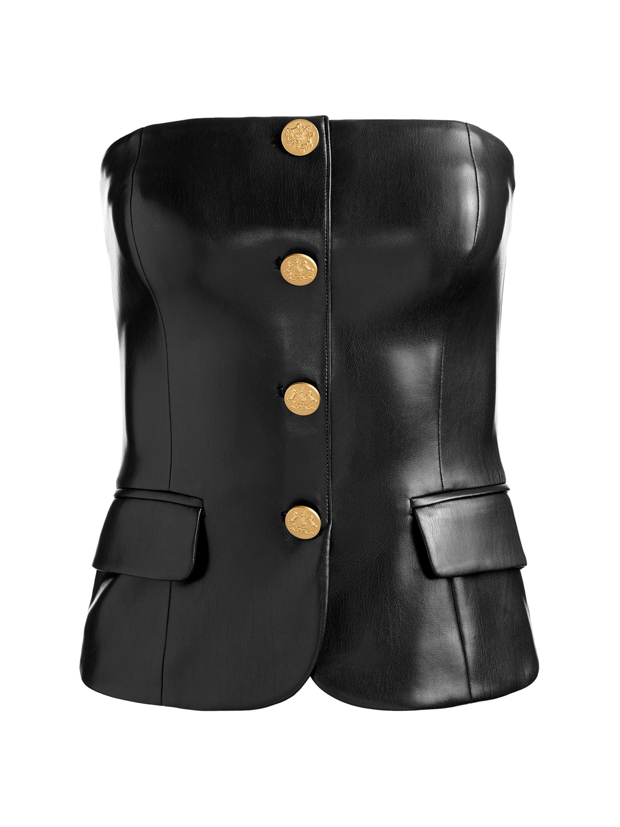 Alice + Olivia Women's Madison Strapless Faux-Leather Top - Black