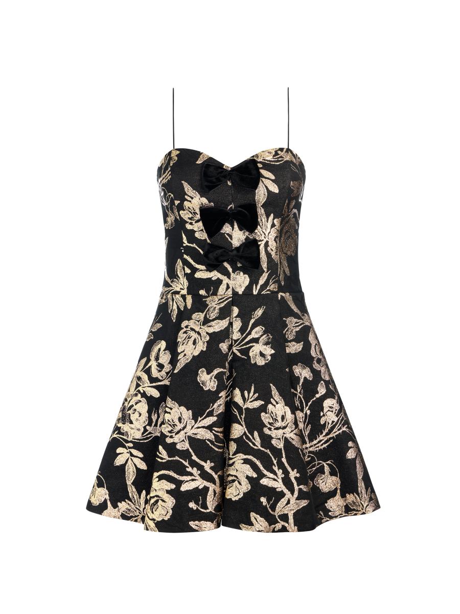alice＋olivia【新品】 Alice + Olivia Daniela Bow Metallic Jacquard Minidress