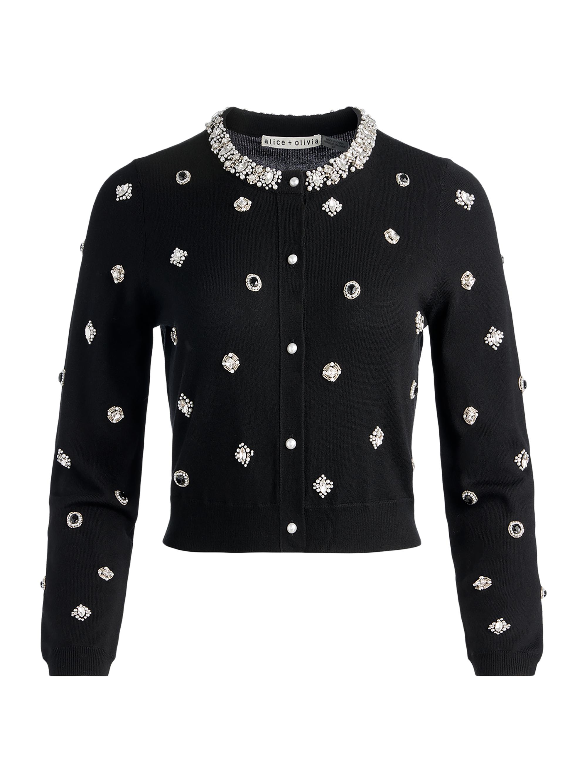 Alice + Olivia Bradley Heart Embroidered Cardigan | Saks Fifth Avenue
