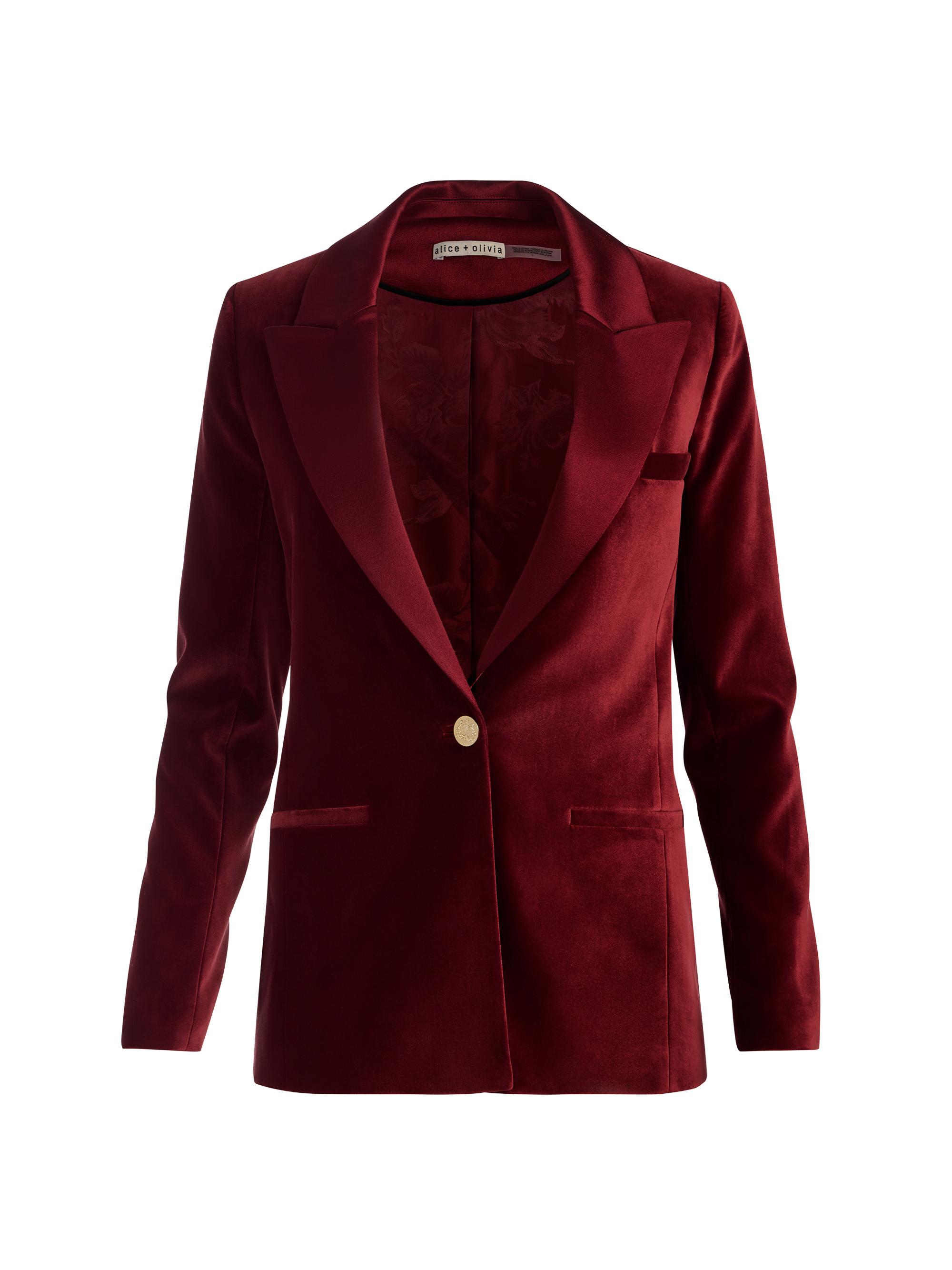 ALICE + OLIVIA Women's Silas Velvet Single-Breasted Blazer - Oxblood