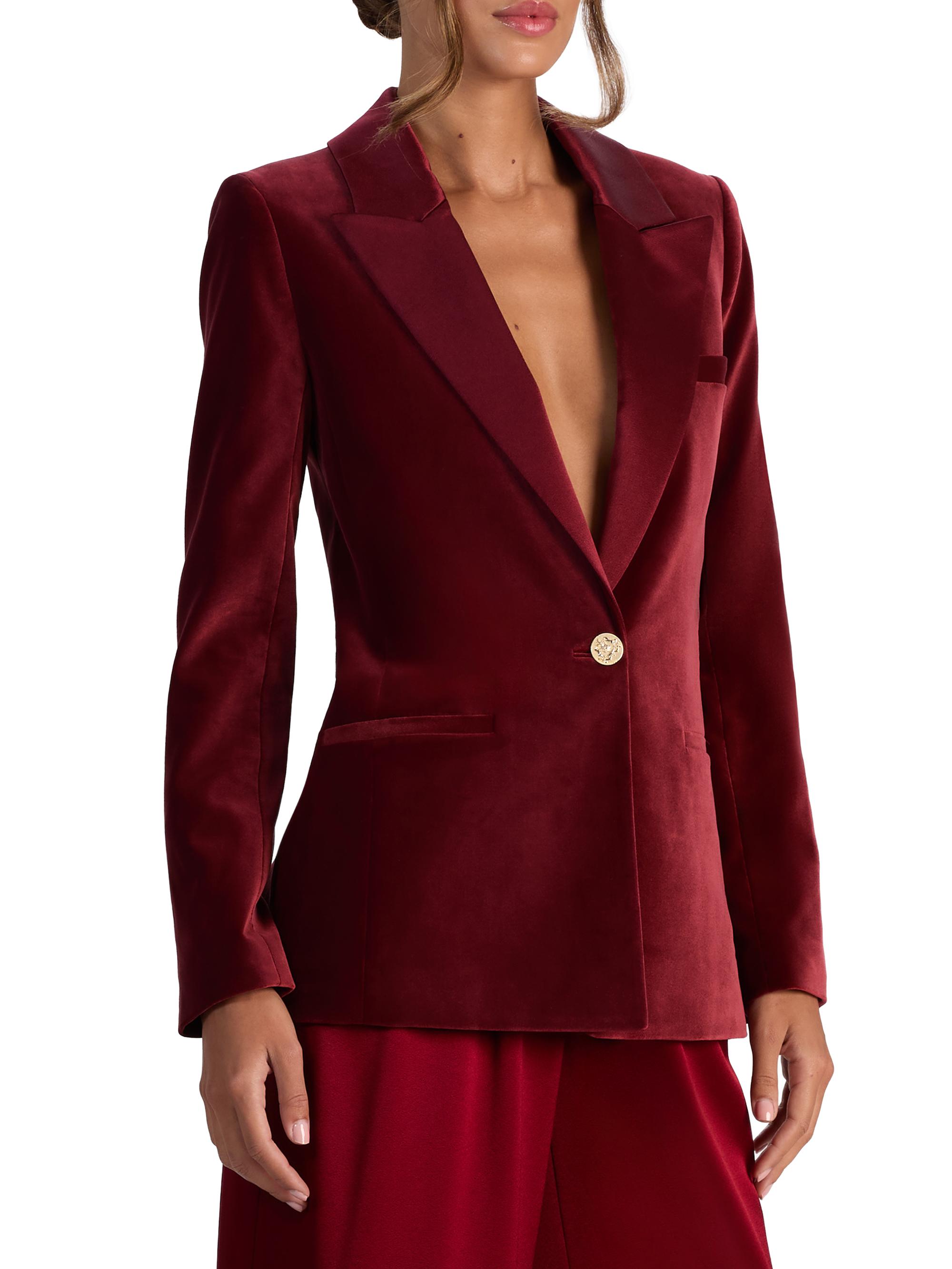 ALICE + OLIVIA Silas Velvet Single-Breasted Blazer | Saks Fifth Avenue