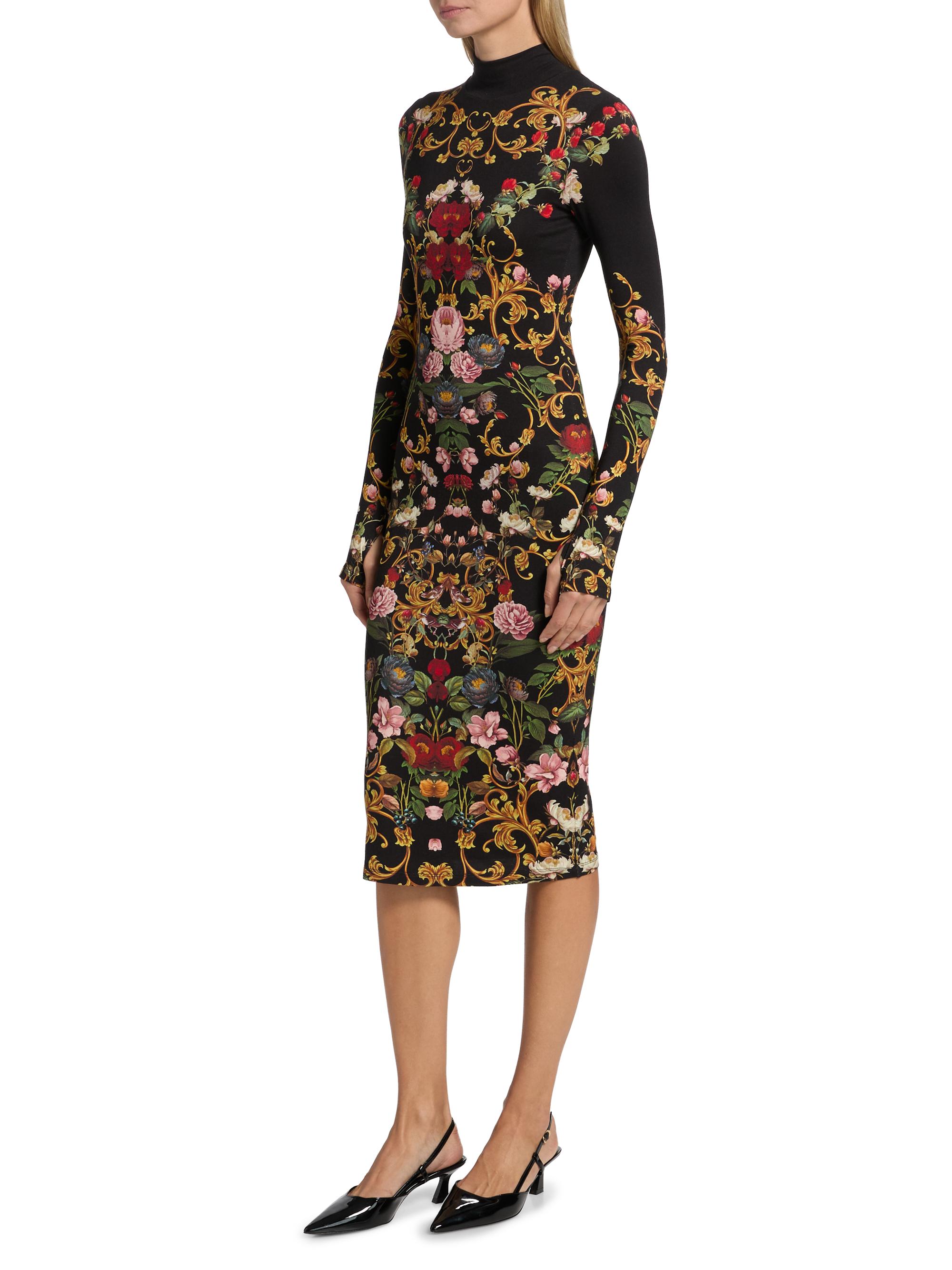 delora fitted long sleeve maxi dress Alice + Olivia Delora floral-print long-sleeve Maxi Dress | Green