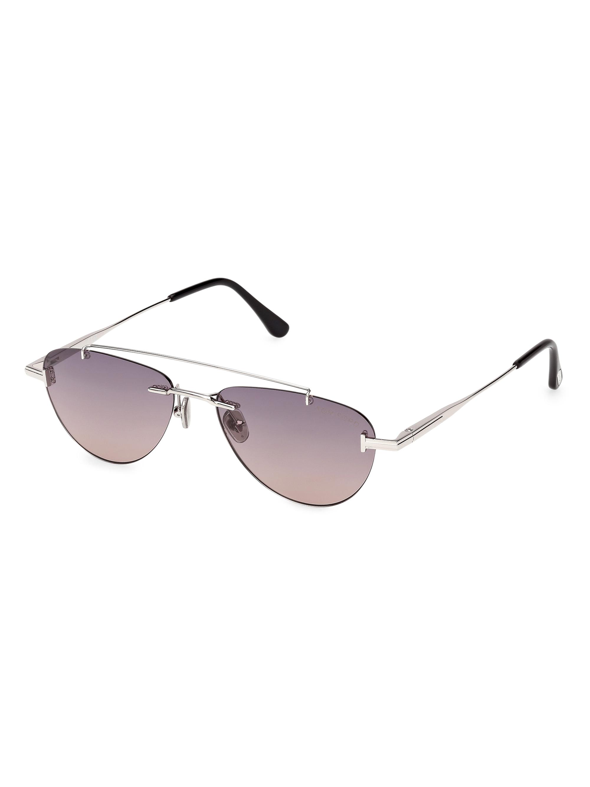 TOM FORD Women's Astor 55MM Geometric Aviator Sunglasses - Silverpurple