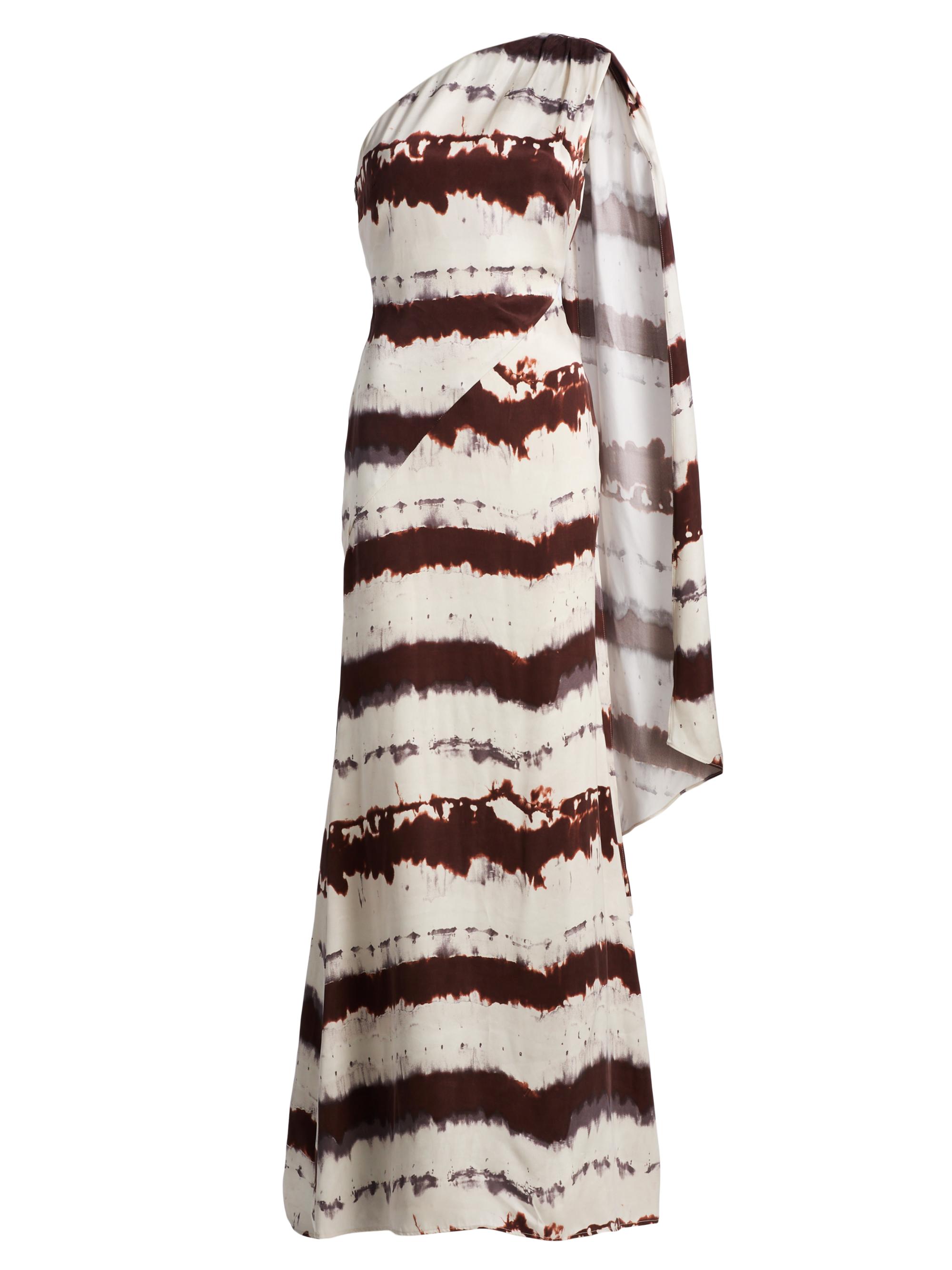 Toccin Women's Somara One-Shoulder Cascade Gown - Deep Spice Multi