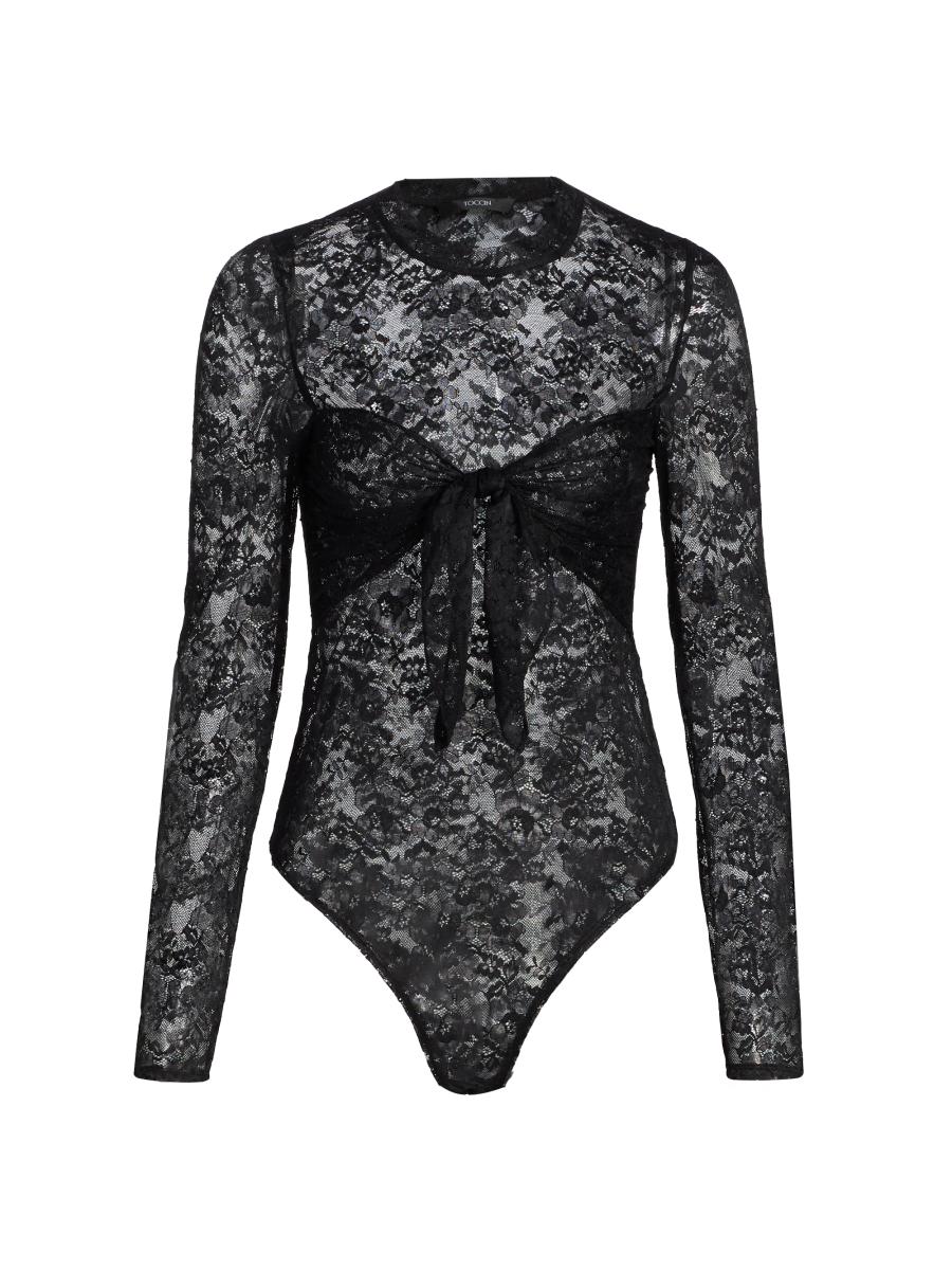 Toccin Giselle Tie-Front Lace Bodysuit | Saks Fifth Avenue