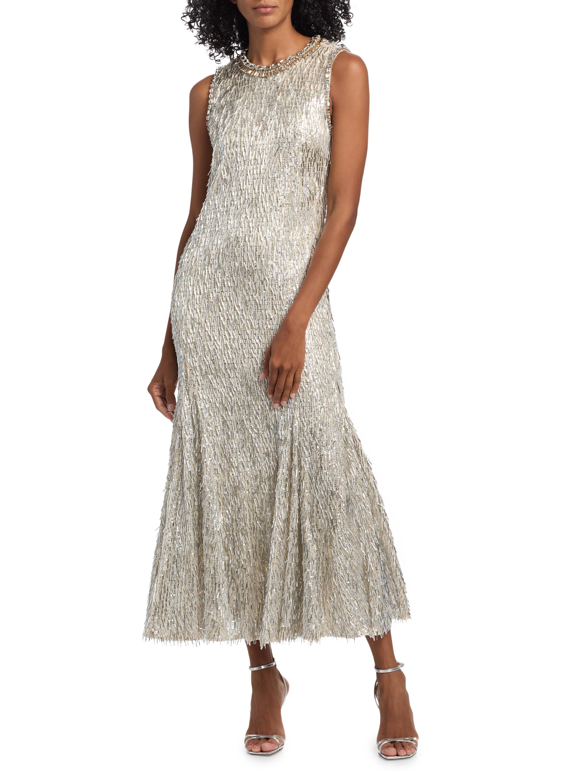 Cinq à Sept Izara Beaded Fringe Midi-Dress | Saks Fifth Avenue
