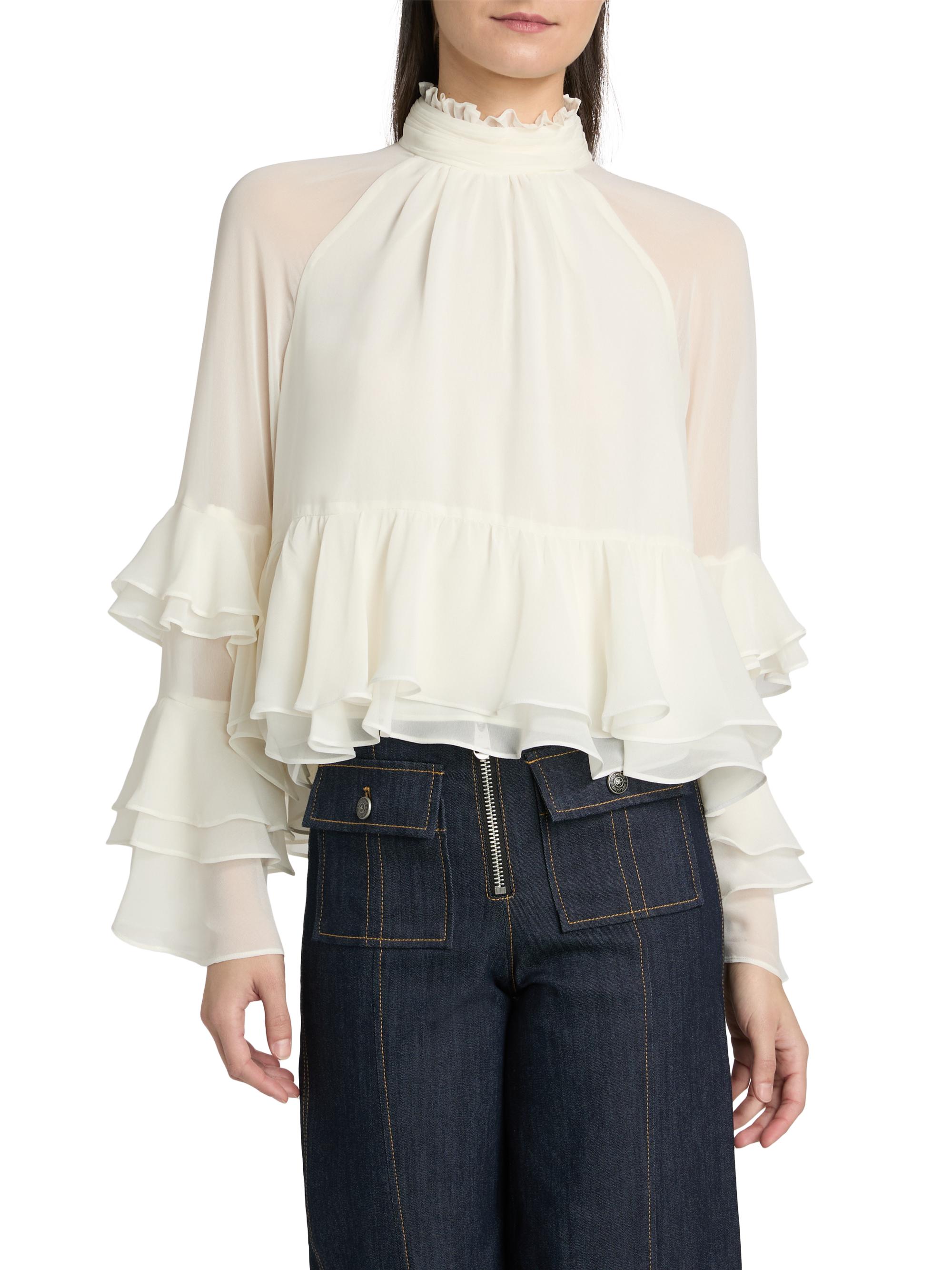 Cinq à Sept Skylah Ruffle Long-Sleeve Blouse | Saks Fifth Avenue