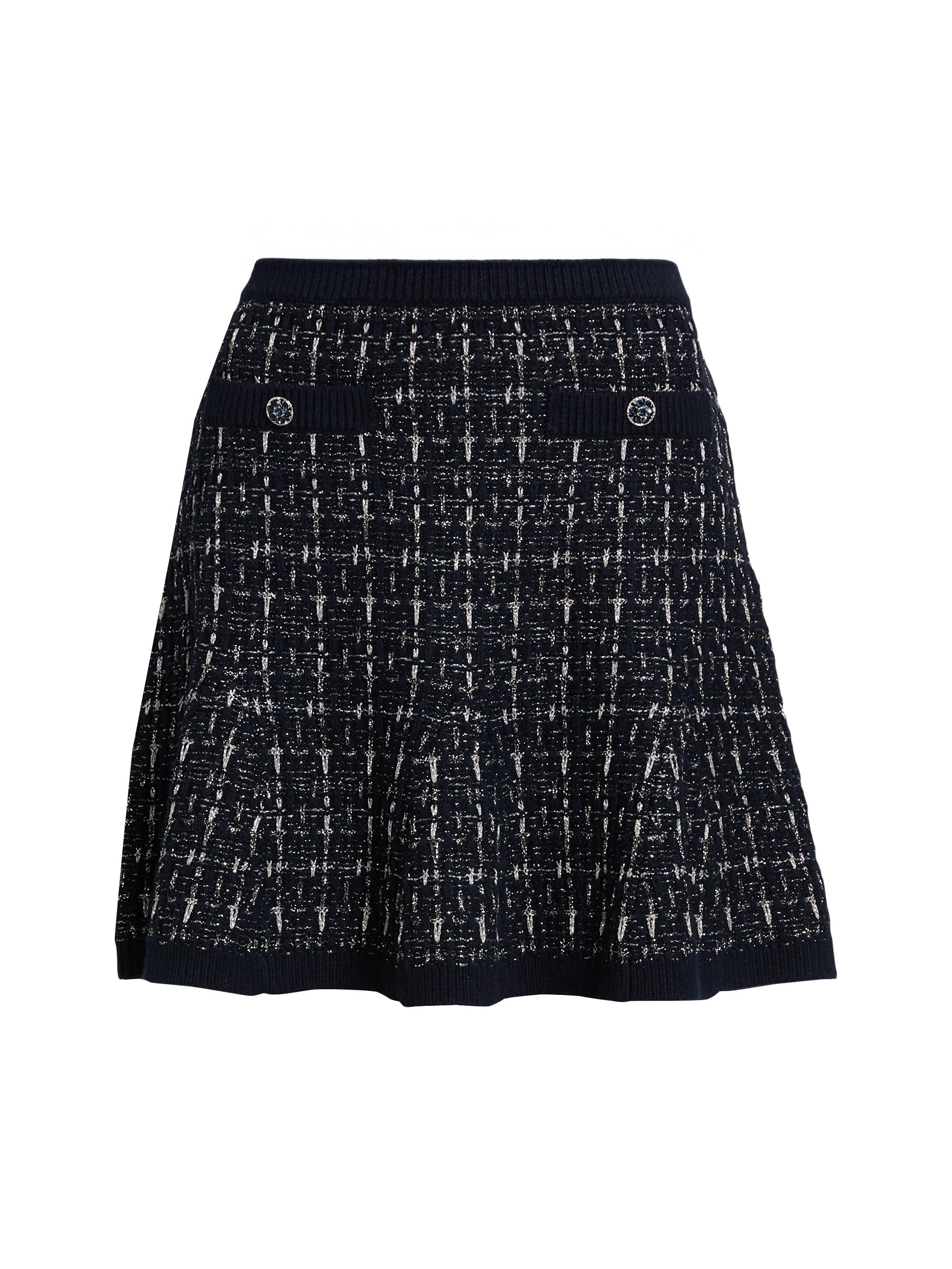Cinq à Sept Women's Ainara Metallic Tweed A-Line Miniskirt - Navy Silver