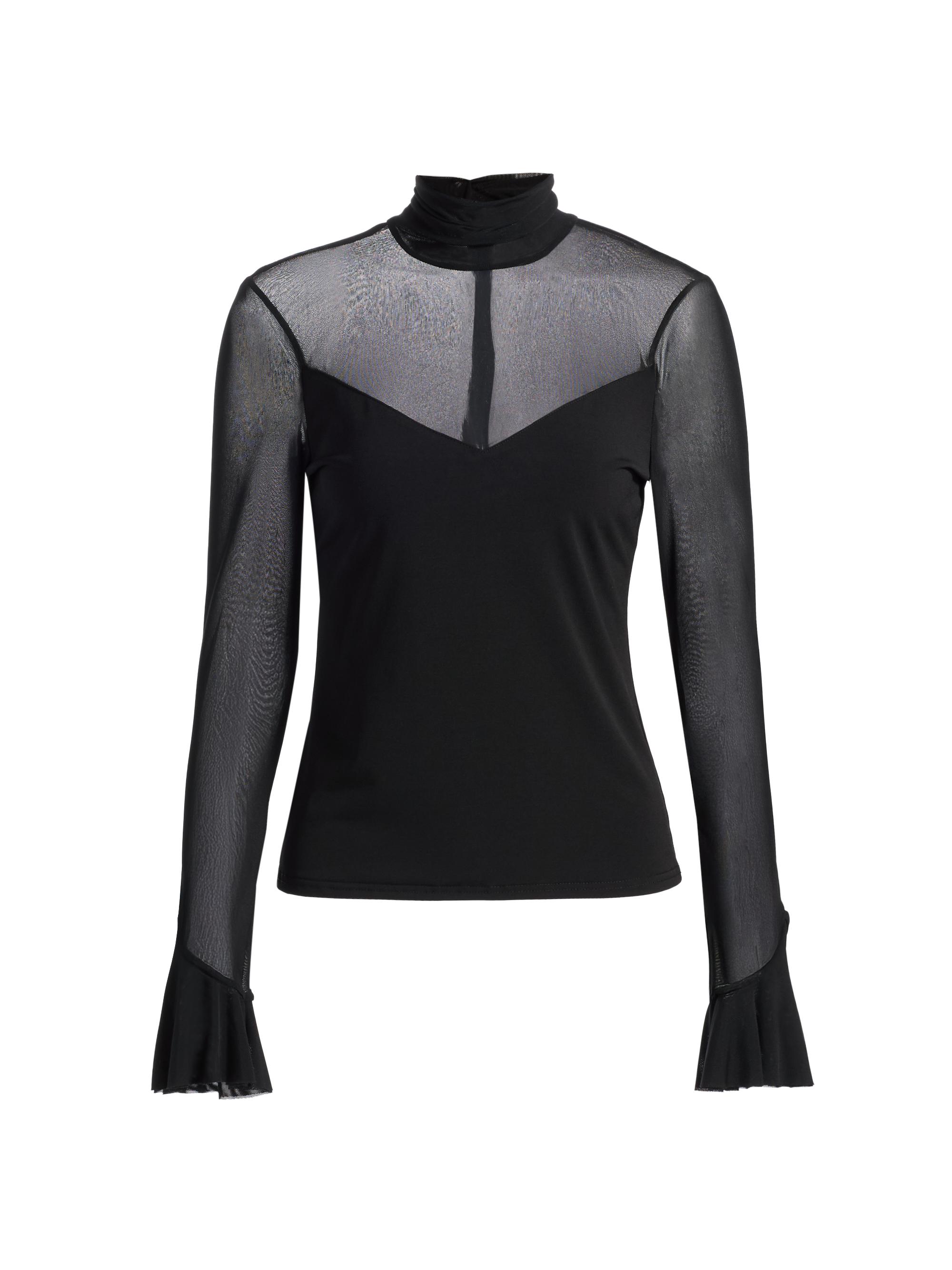 SHEER PLAID VOLUME SLEEVE TOPS サイズ2 ブラック Buy Black Long Sleeve Mesh Top from Next USA