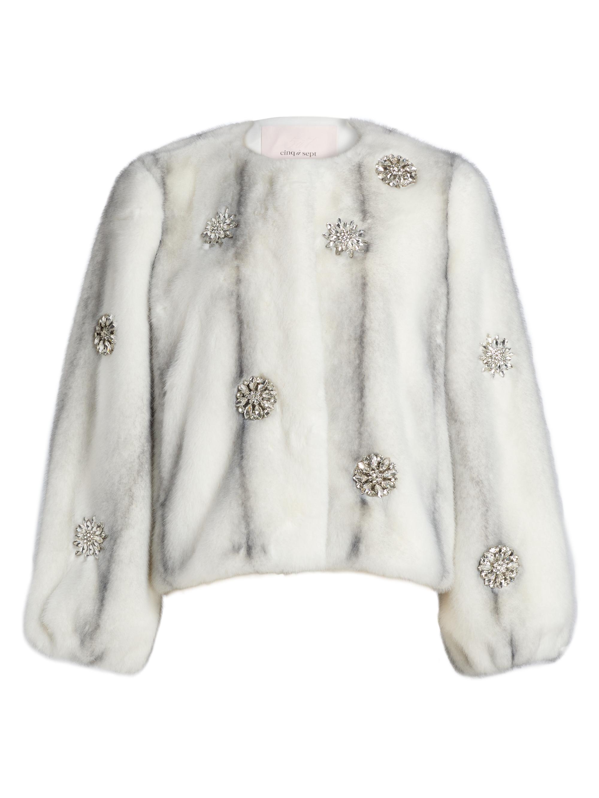 CINQ A SEPT Women's Benson Brooch Faux-Mink Coat -  Clear