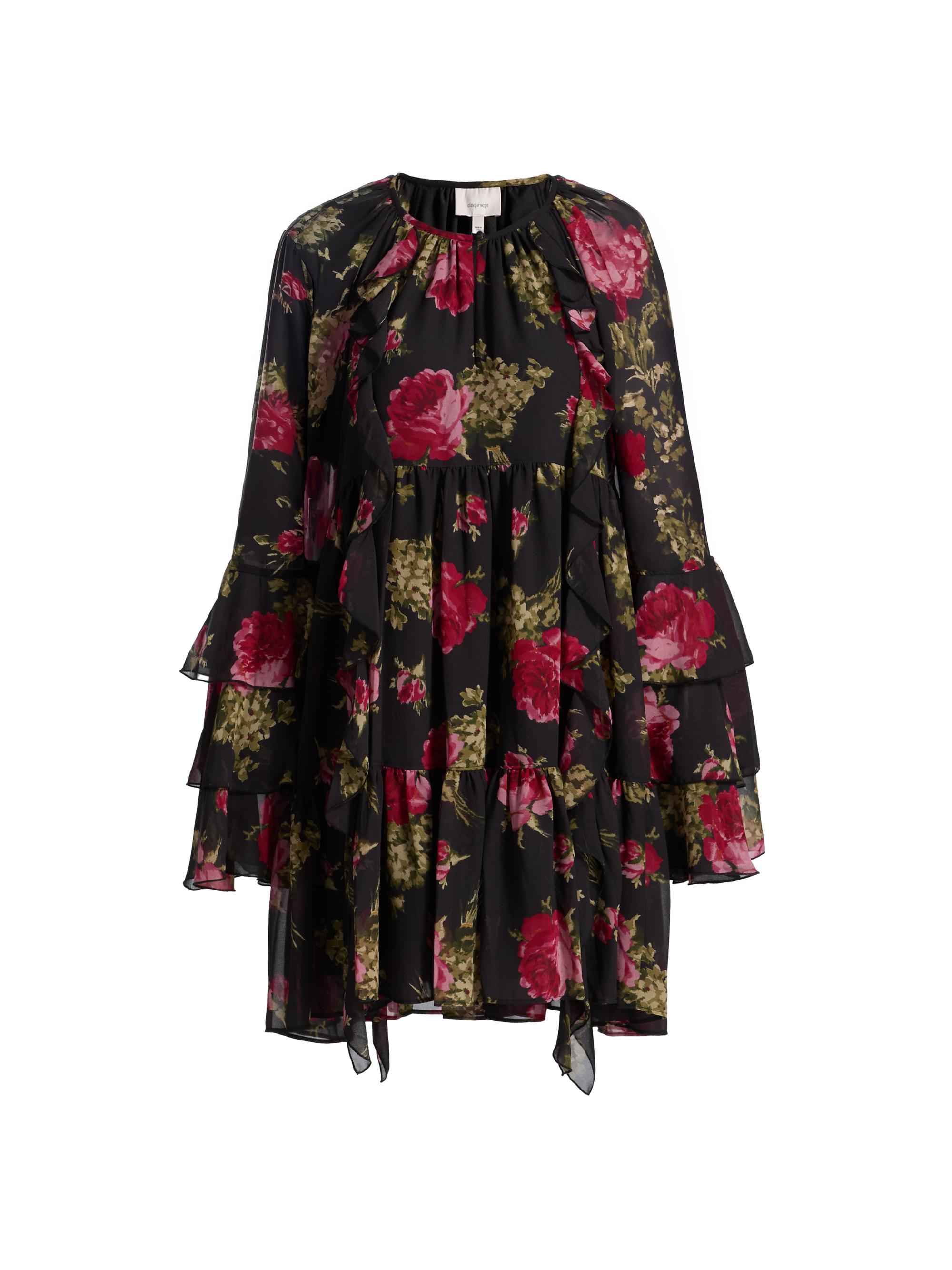 Cinq à Sept Women's Emelia Baroque Roses Minidress - Obsidian Multi