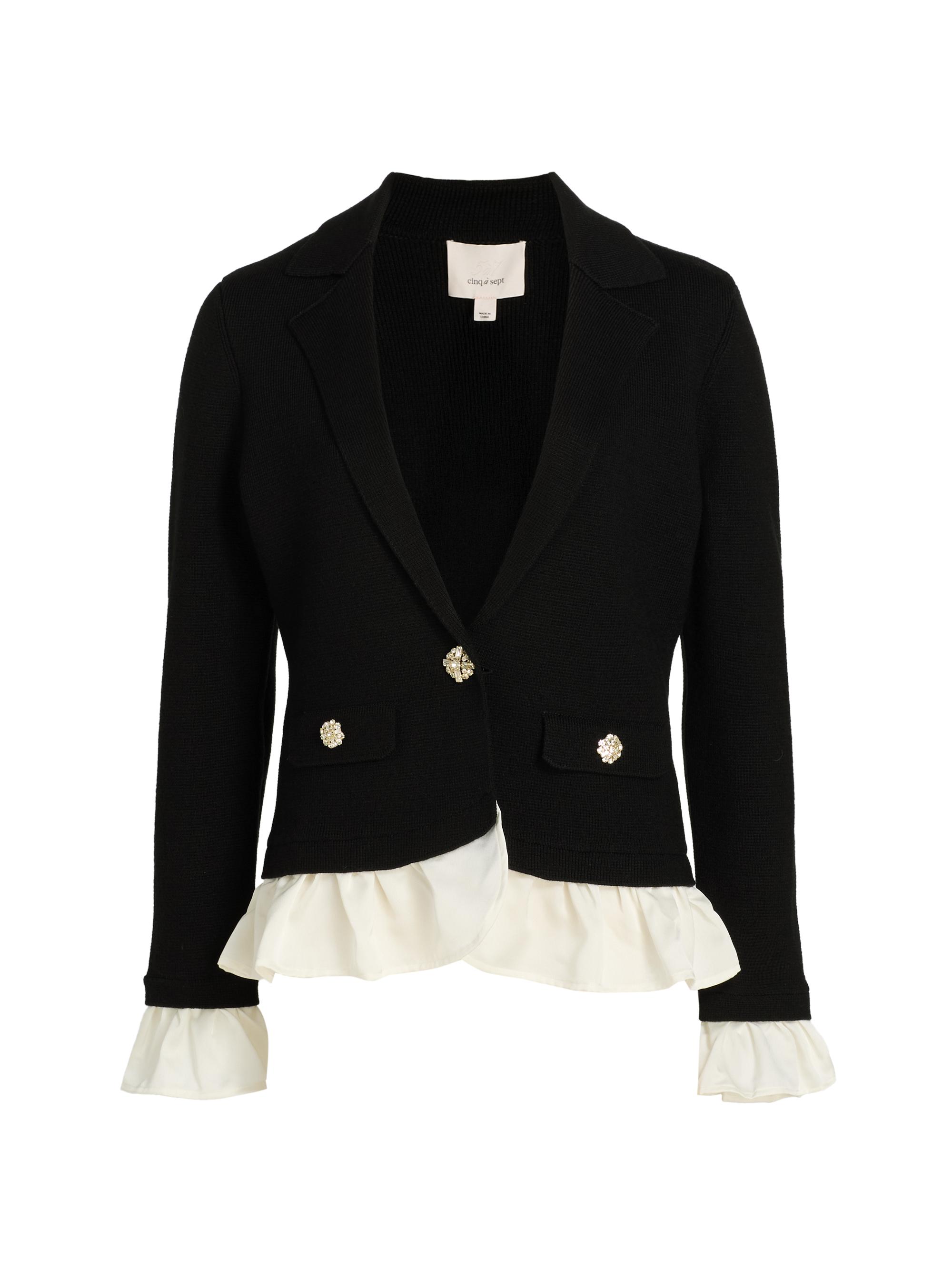 Cinq à Sept Women's Melisan Ruffled Wool-Blend Single-Breasted Jacket - Black