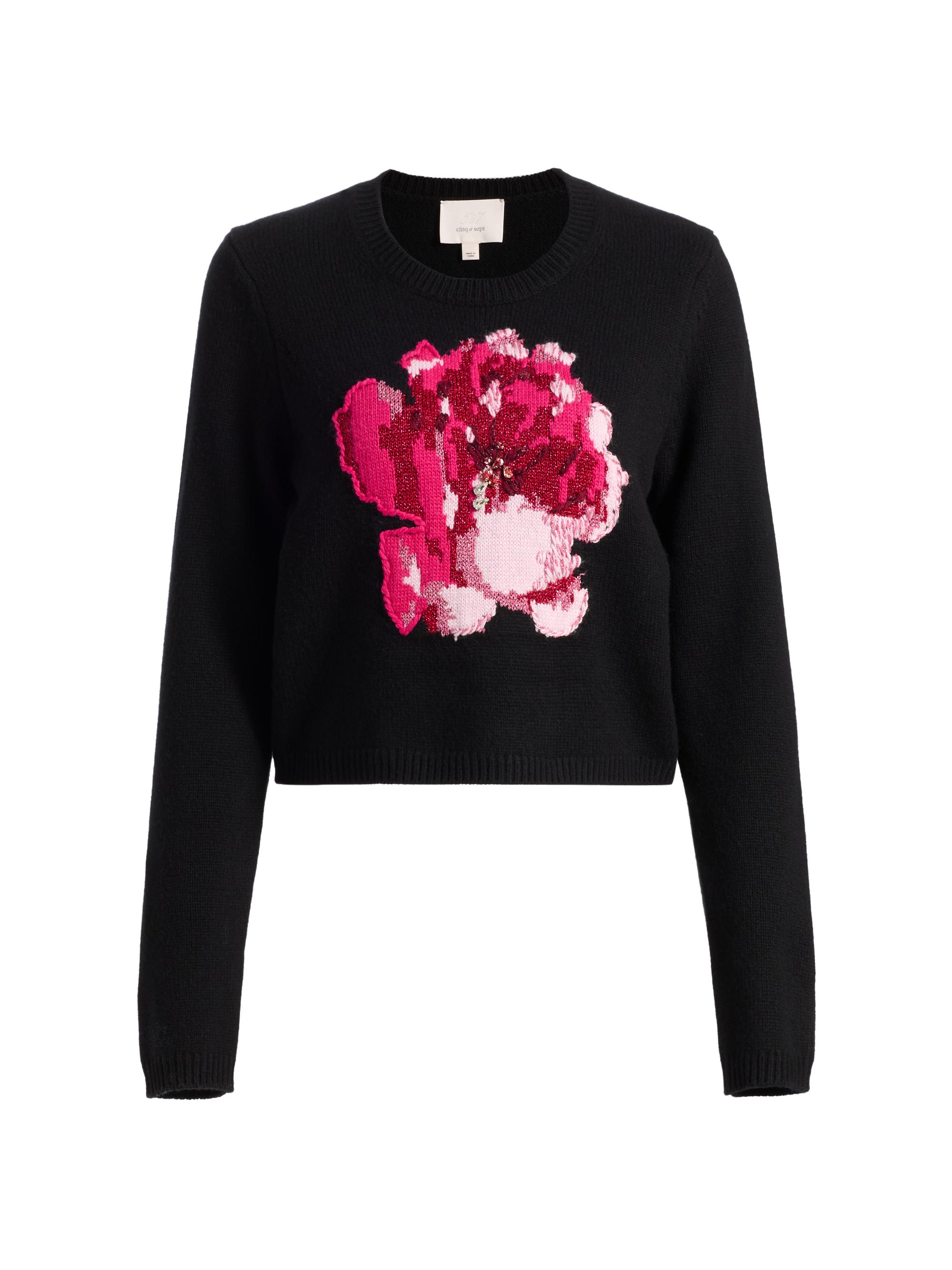 Cinq à Sept Women's Issa Heritage Rose Sweater - Black Sheer Pink
