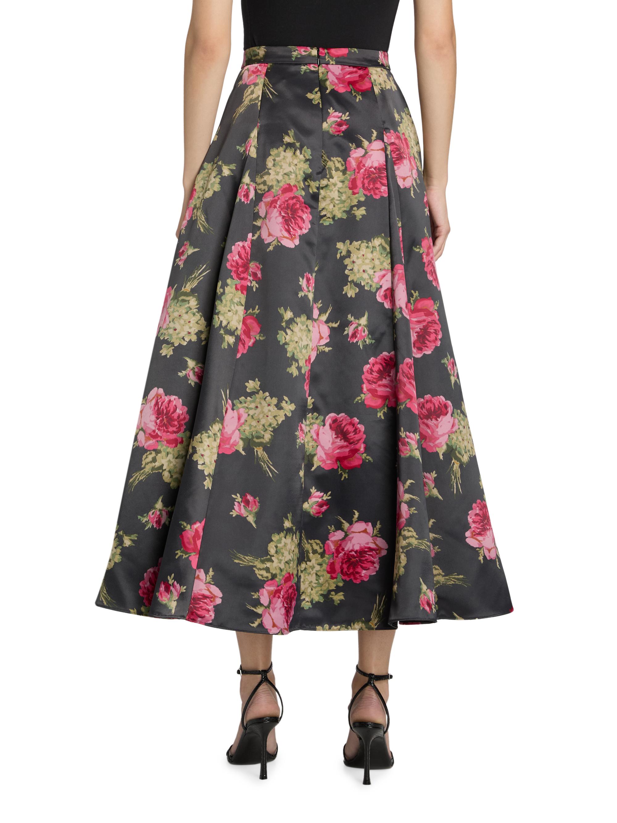 Cinq à Sept Hilda Baroque Roses Midi-Skirt | Saks Fifth Avenue