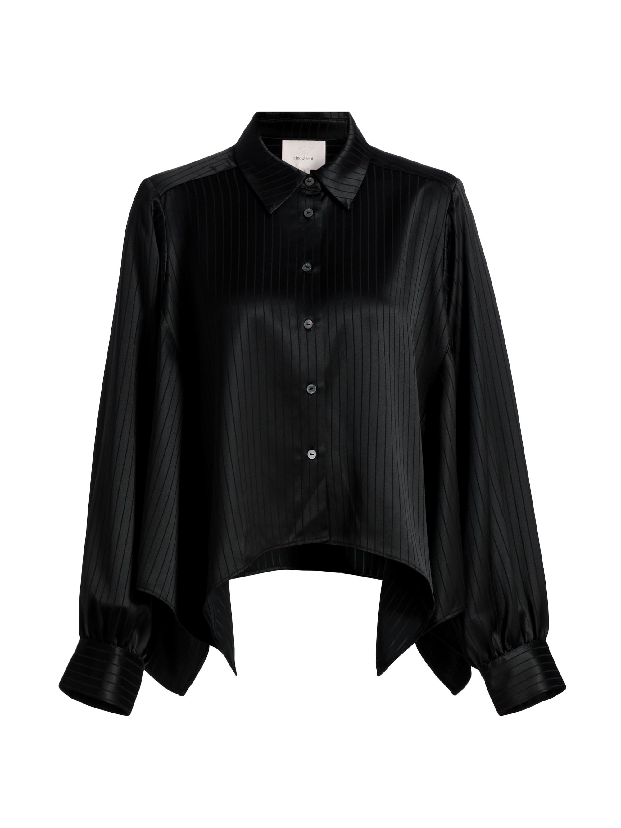 Cinq à Sept Women's Georgia Gasira Stripe Satin Top - Black