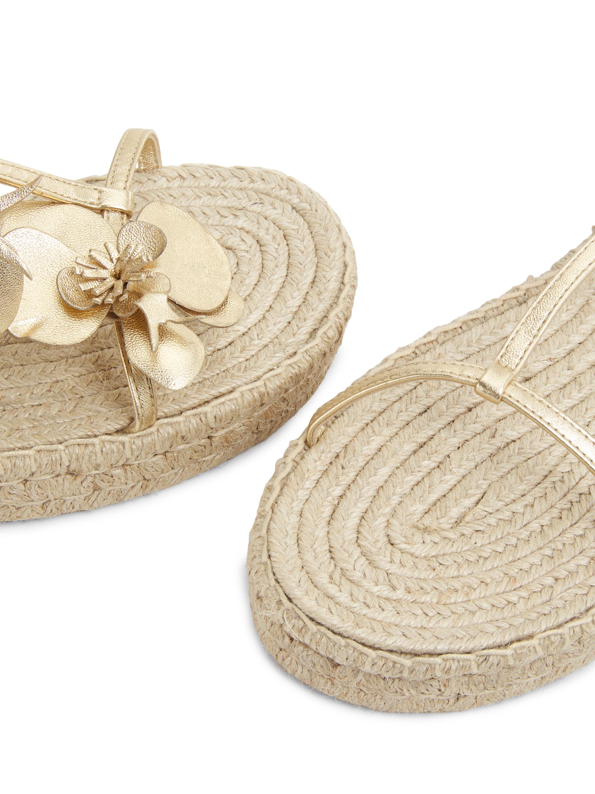 Zimmermann Orchid Floral Metallic Leather Espadrille Sandals