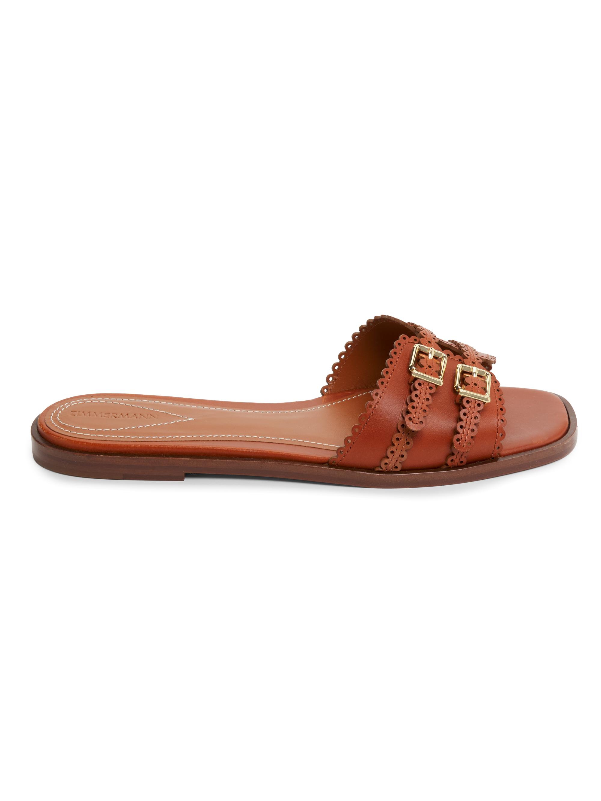 Zimmermann Women's Goldie Buckle-Detail Leather Slide Sandals - Pecan