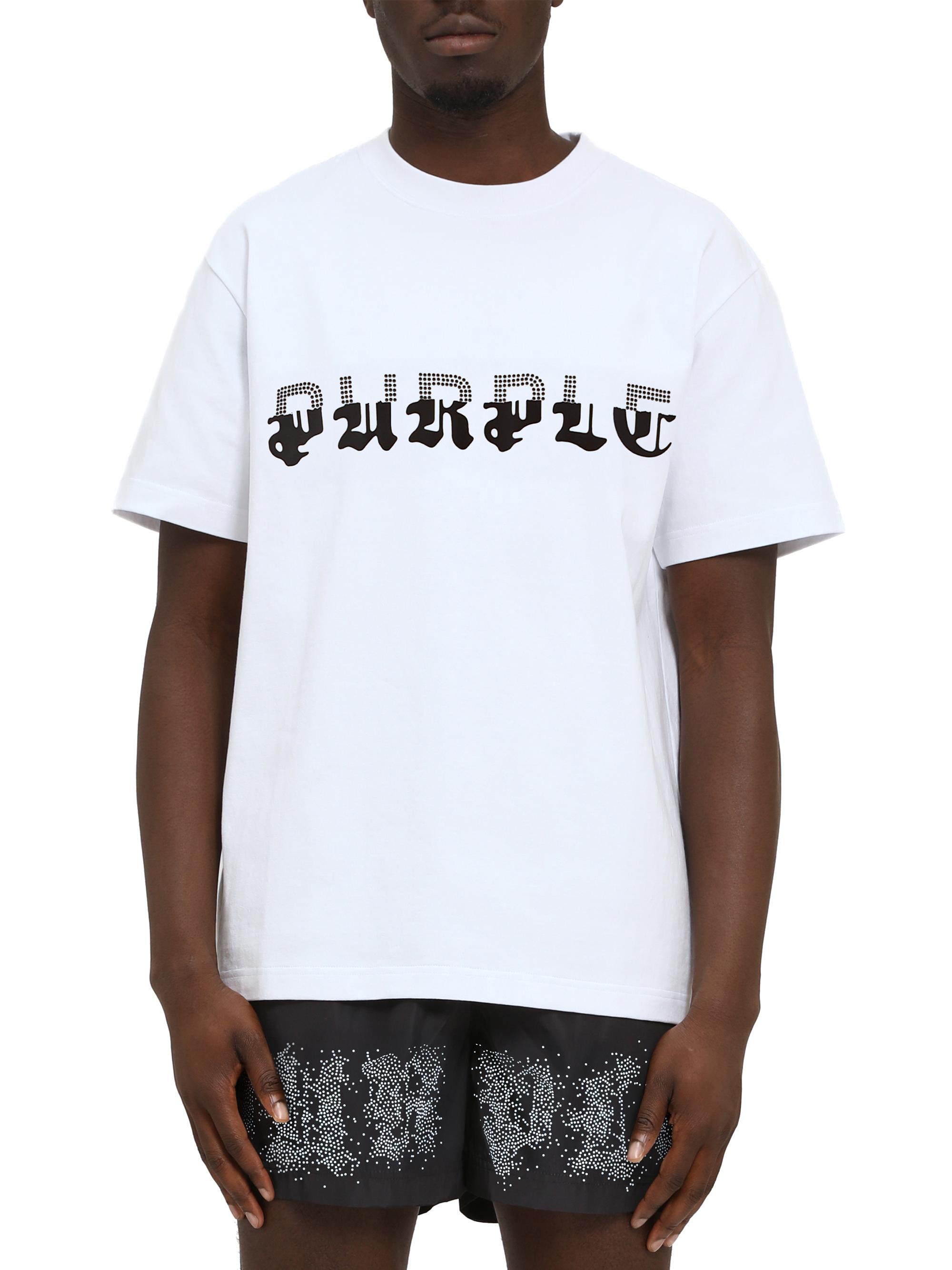 Purple Brand Men's Logo Heavyweight Jersey Crewneck T-Shirt - White