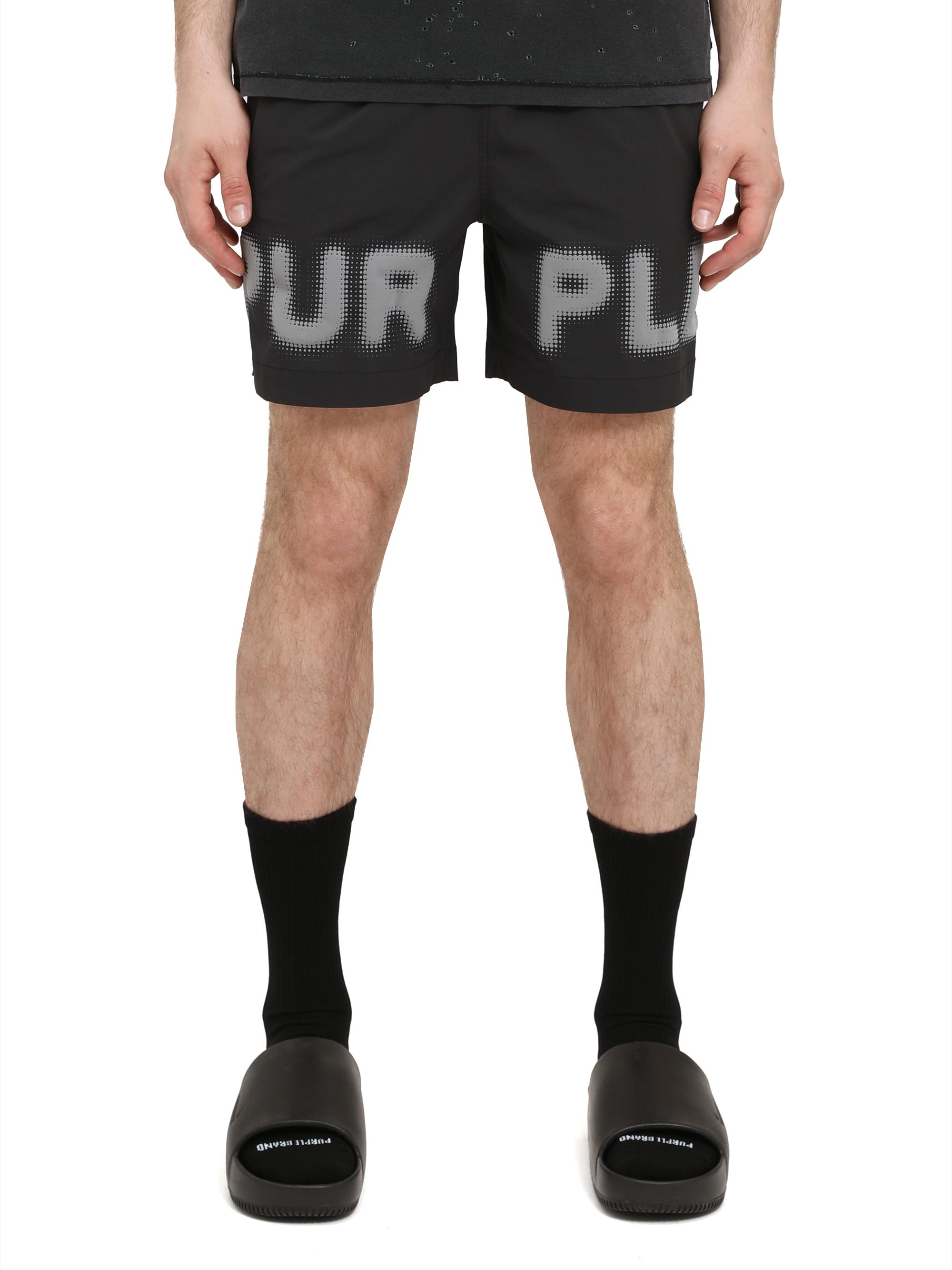 Purple Brand Men's All Round Logo Swim Shorts - Black